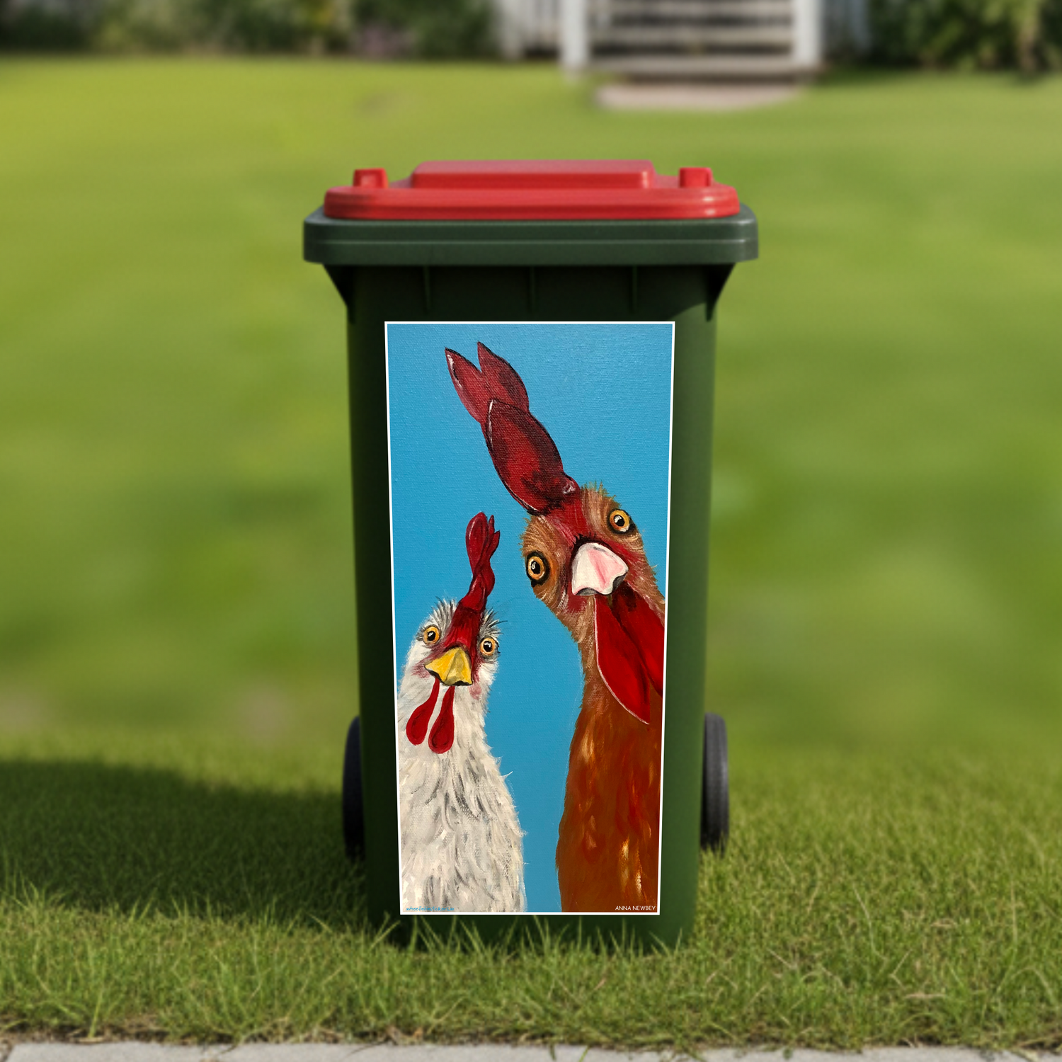 Chooks wheelie bin sticker