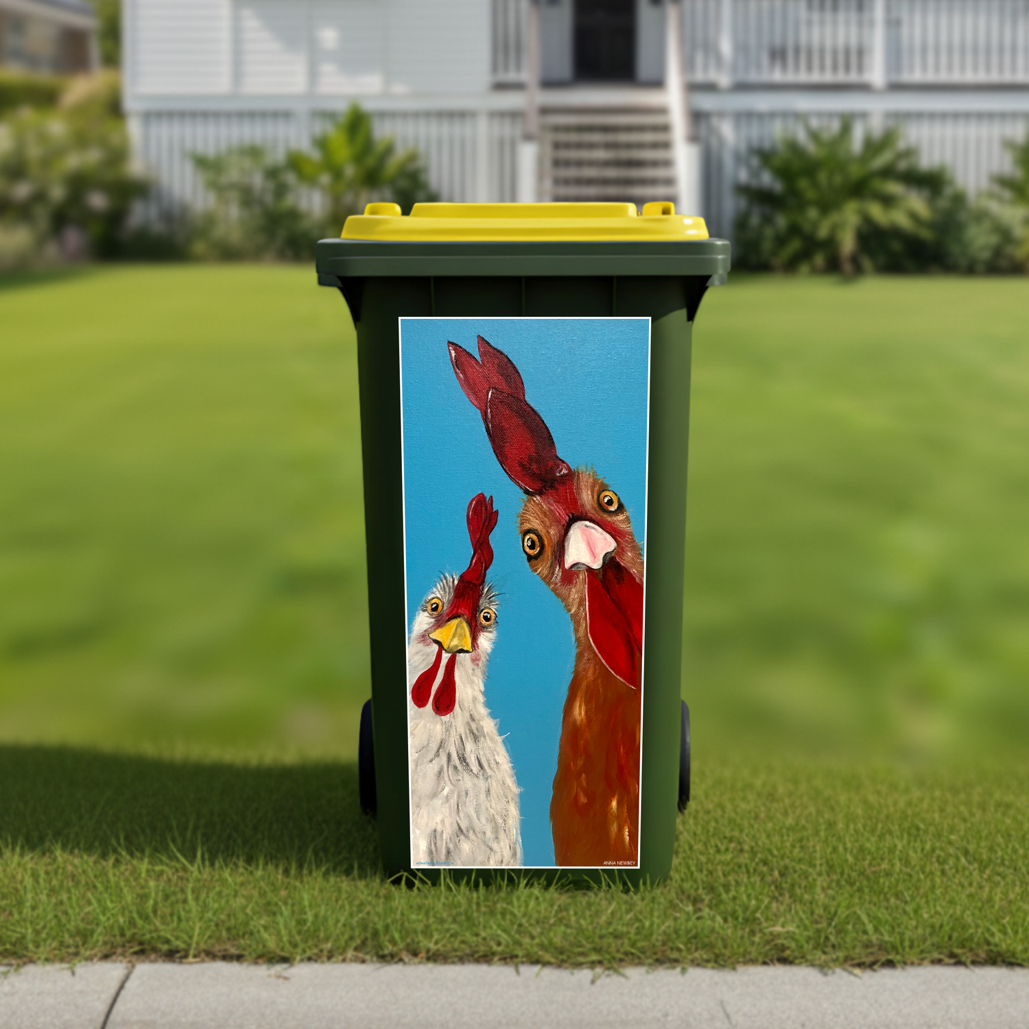 Chooks wheelie bin sticker
