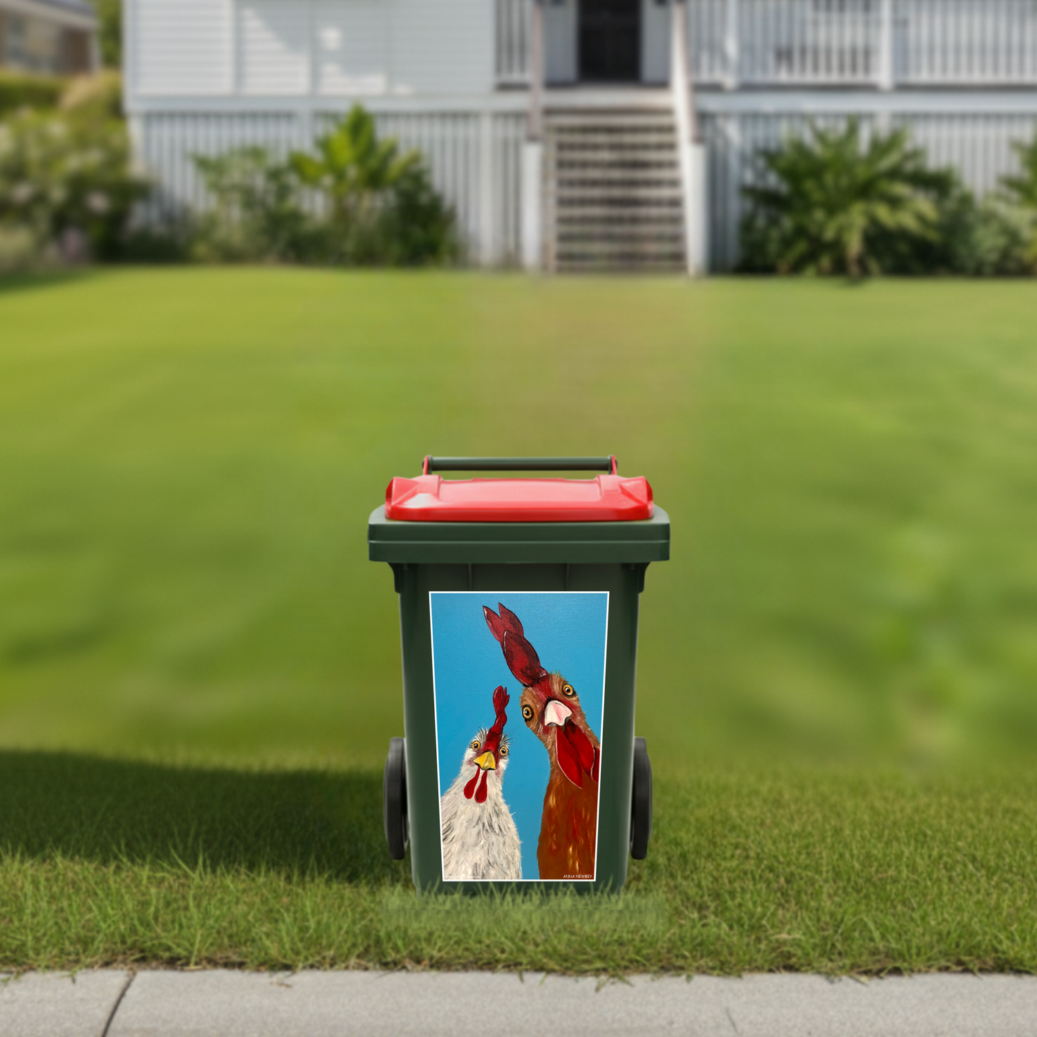 Chooks wheelie bin sticker