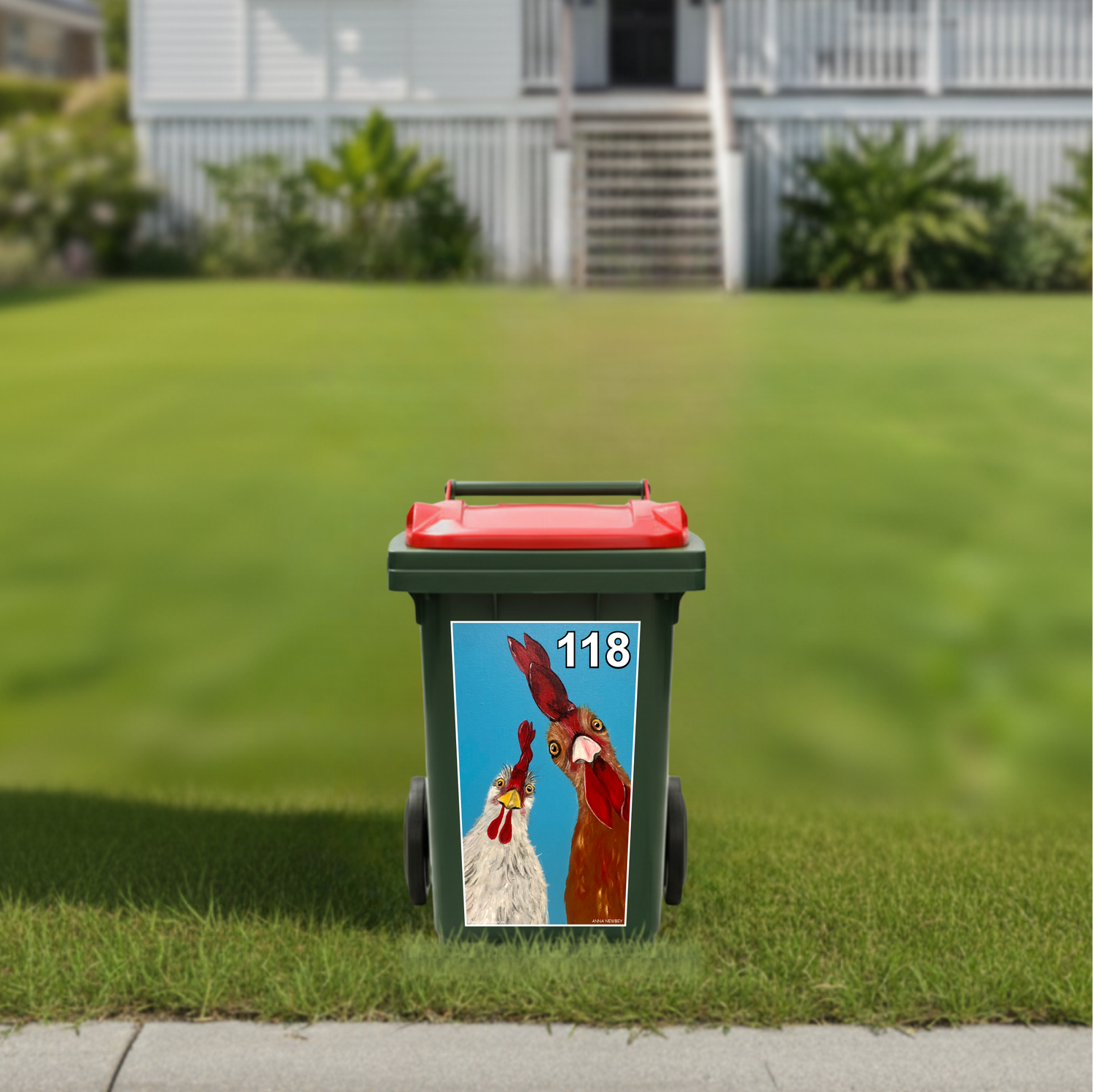 Chooks wheelie bin sticker