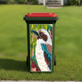 Kookaburra wheelie bin stickers Australia featuring colourful Australian wildlife artwork