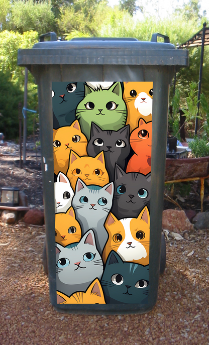 Colourful cats wheelie bin sticker