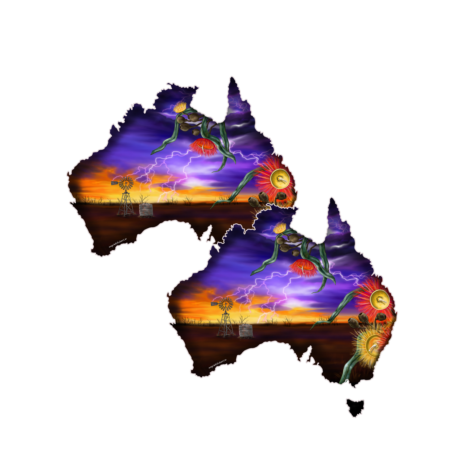 Country storm Australia map sticker