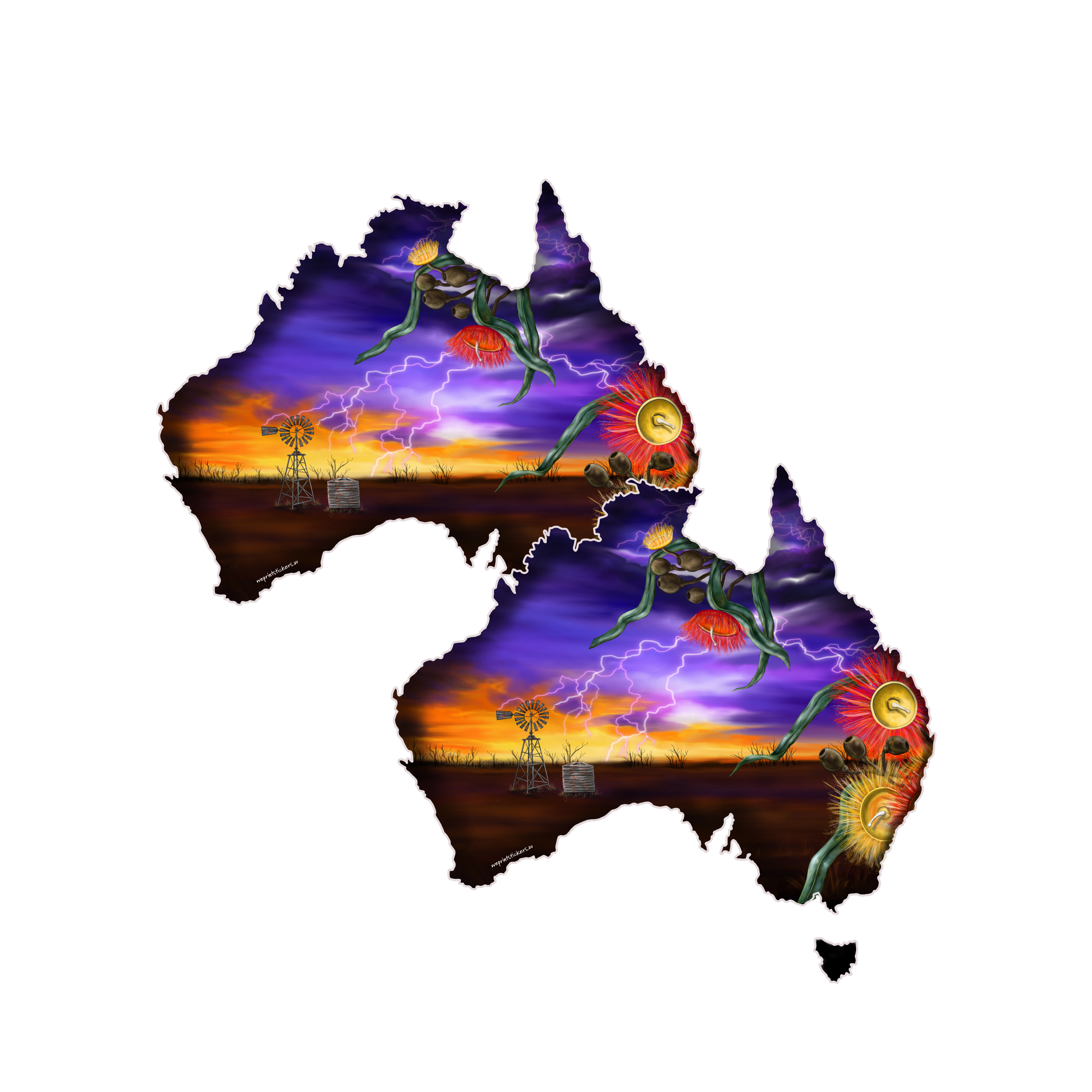Country storm Australia map sticker
