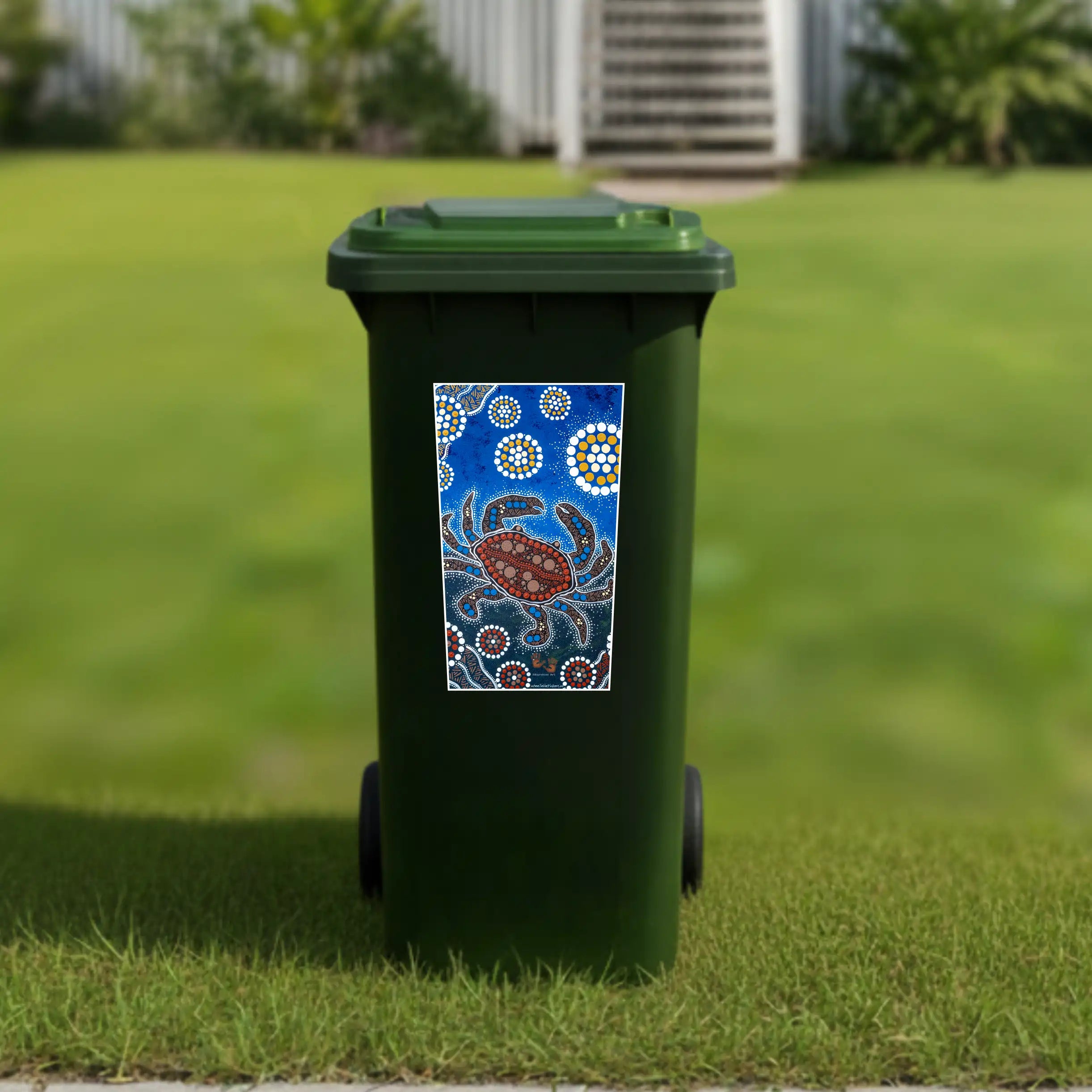 Crab hunting wheelie bin sticker