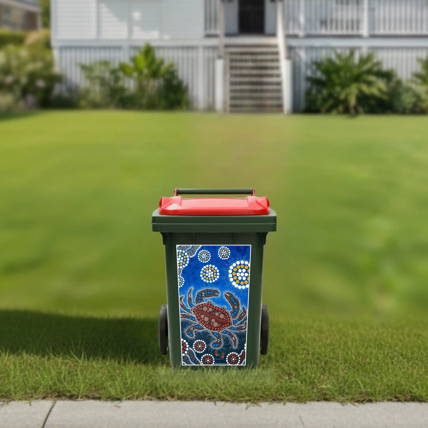 Crab hunting wheelie bin sticker