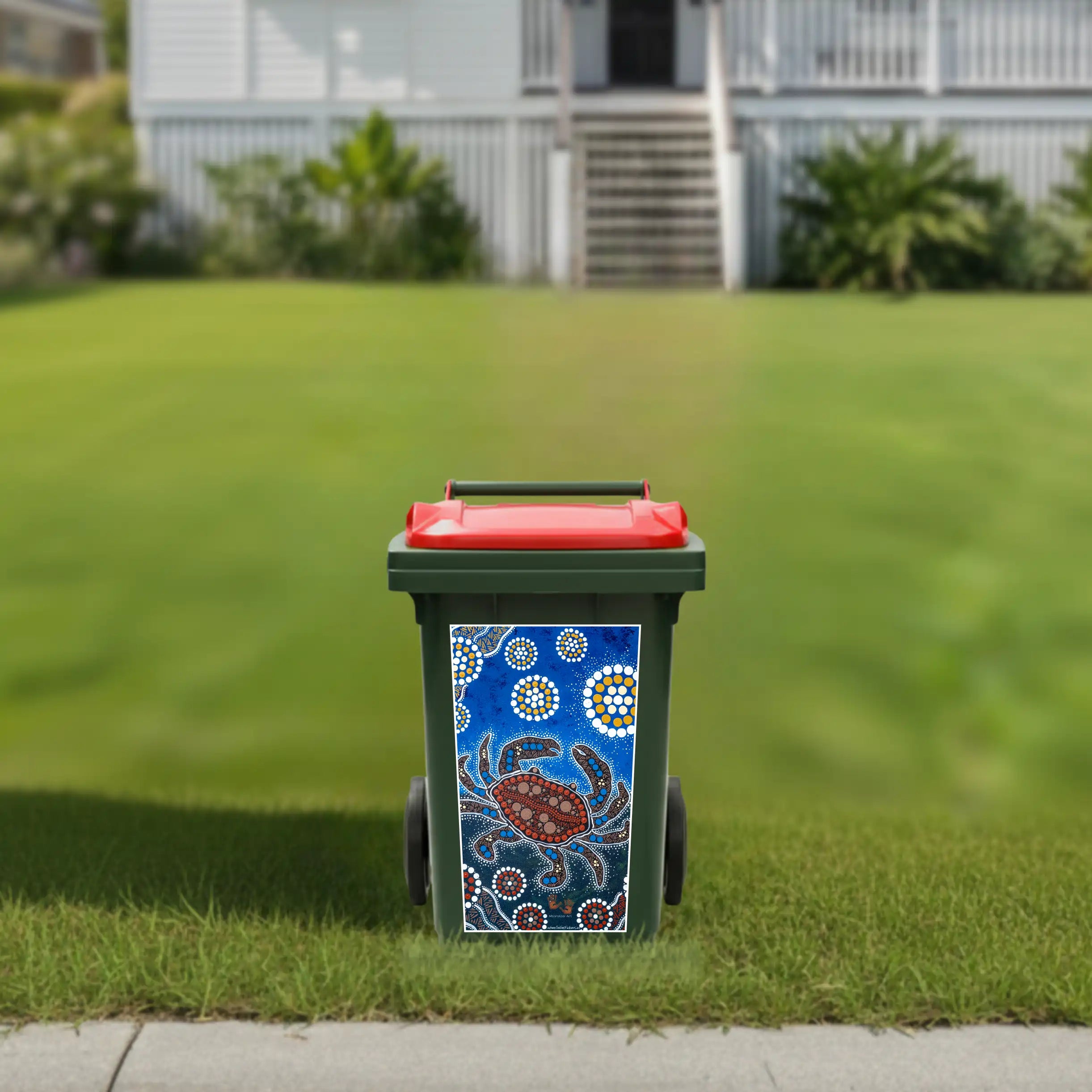 Crab hunting wheelie bin sticker