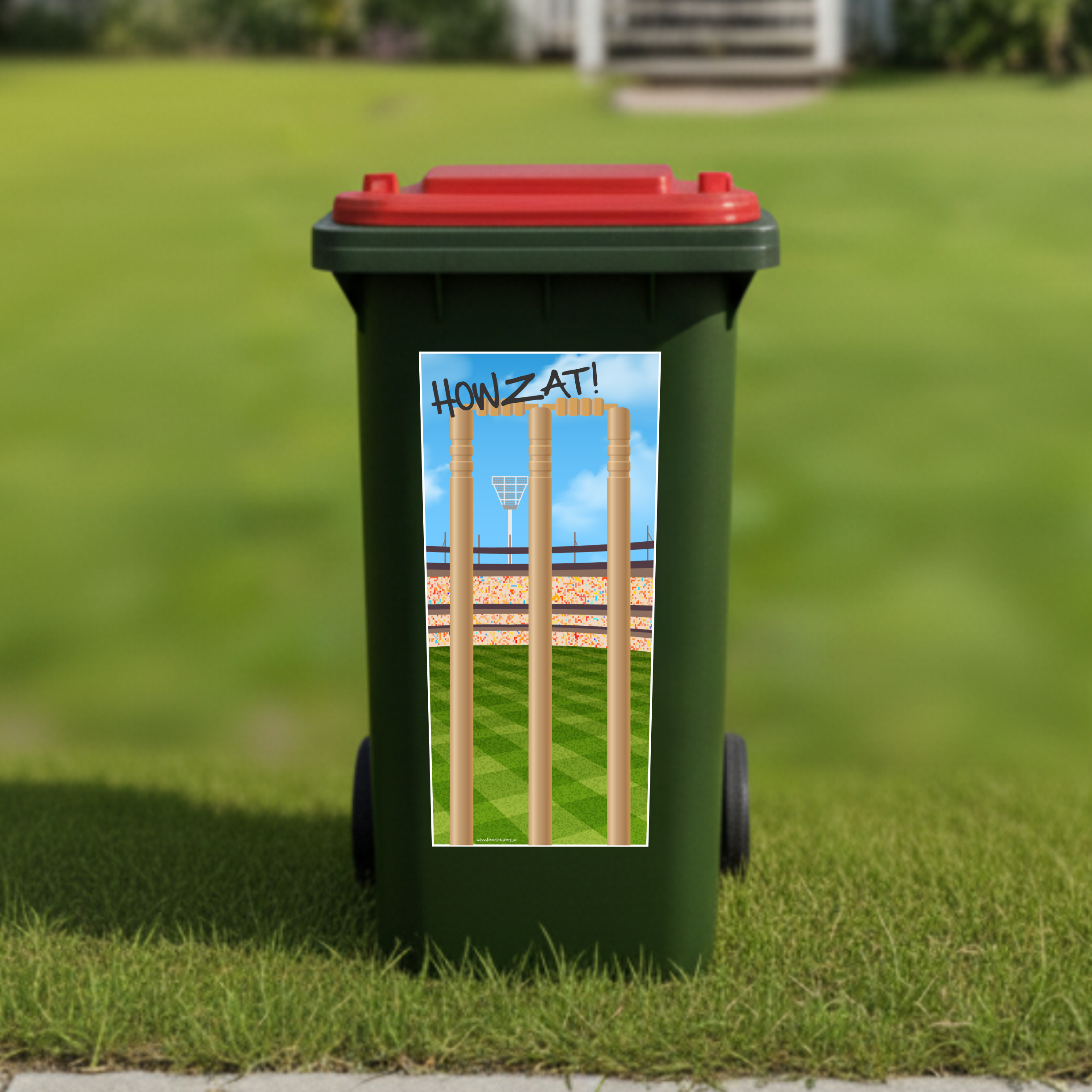 Cricket stumps wheelie bin sticker