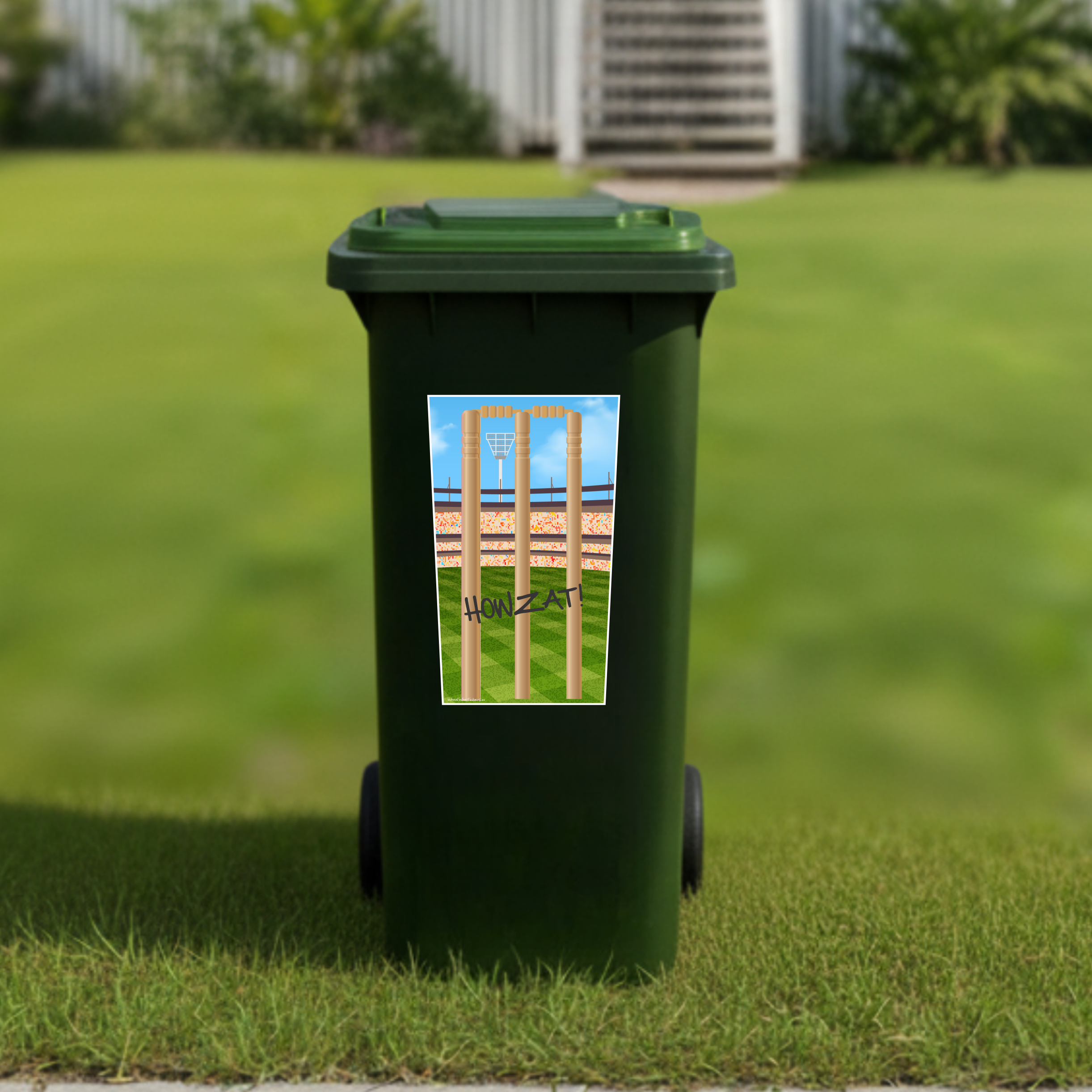 Cricket stumps wheelie bin sticker