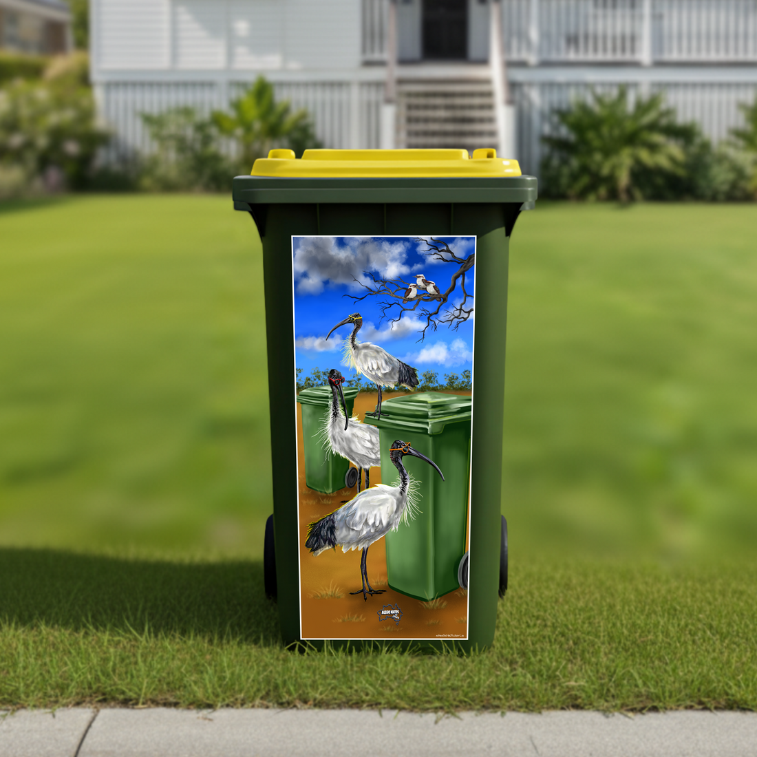 Cruisy bin chickens wheelie bin sticker