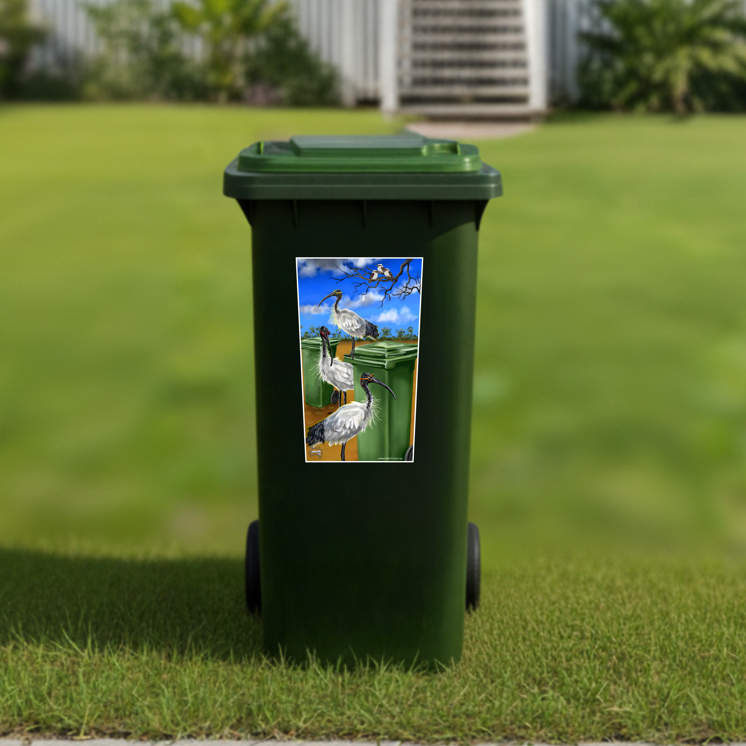 Cruisy bin chickens wheelie bin sticker