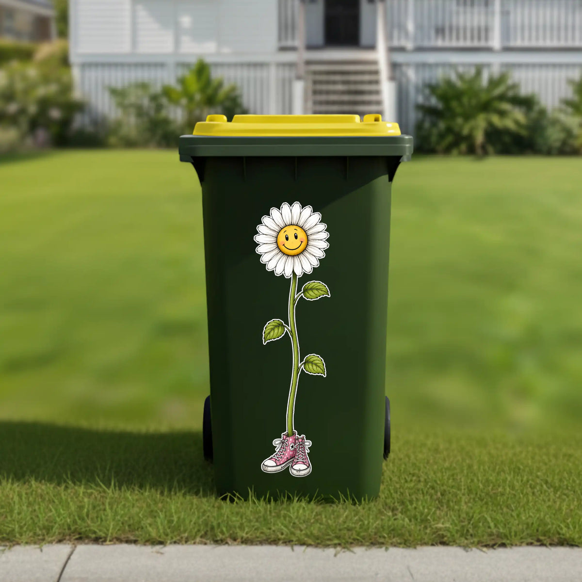 Dashing daisy in converse sneakers wheelie bin sticker