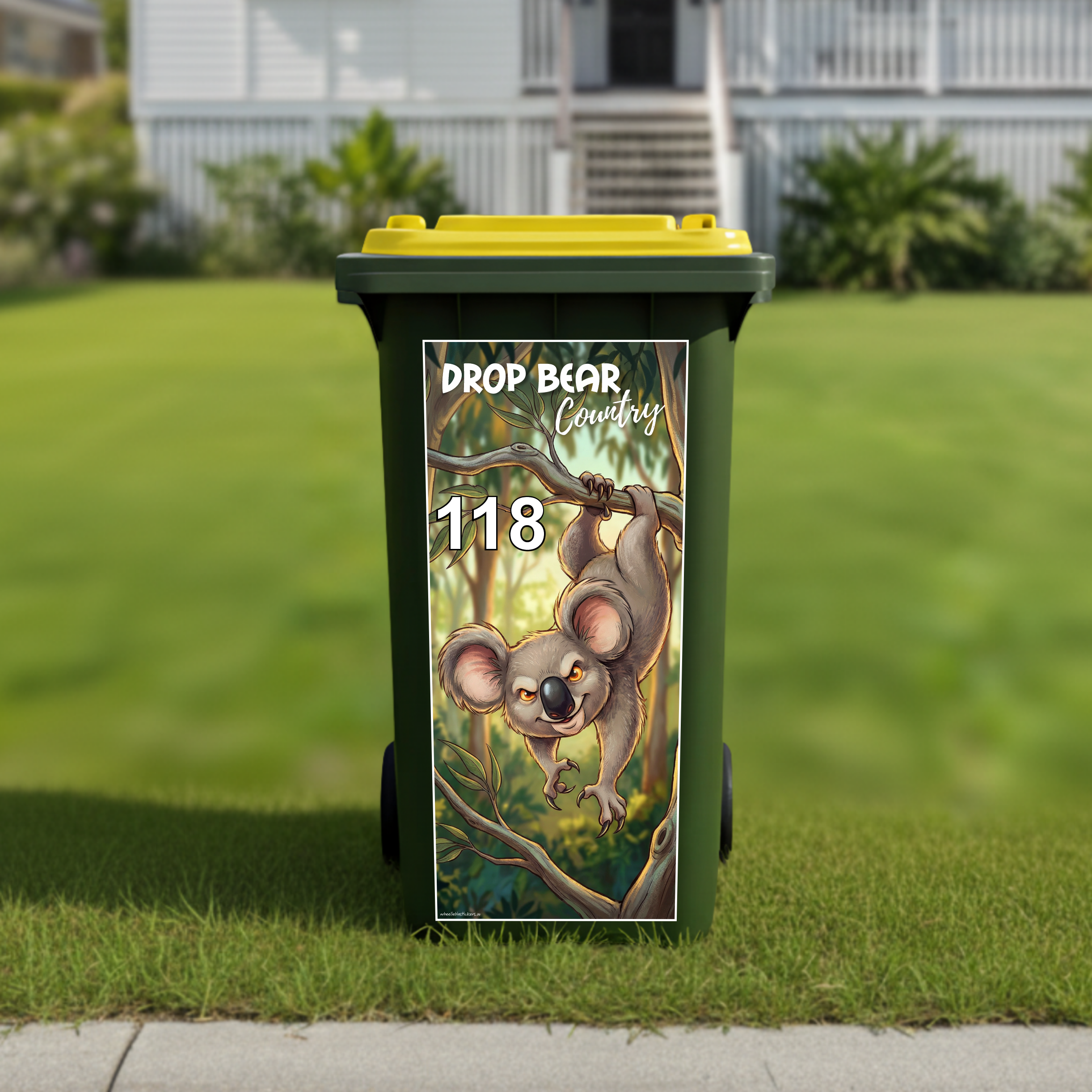 Drop bear country wheelie bin sticker