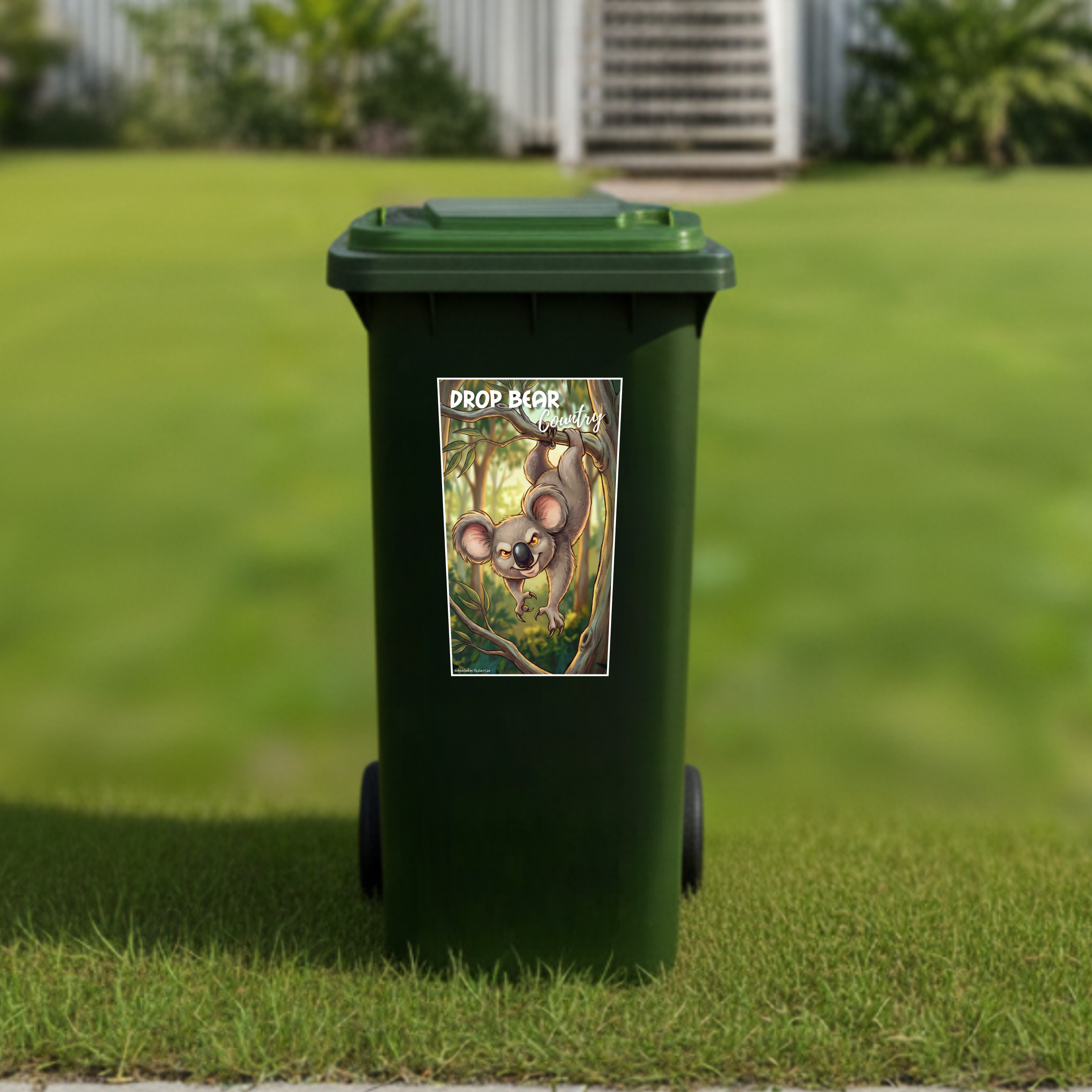 Drop bear country wheelie bin sticker
