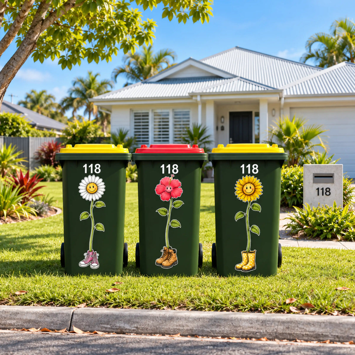 🌻 Cut flowers wheelie bin sticker bundle pack