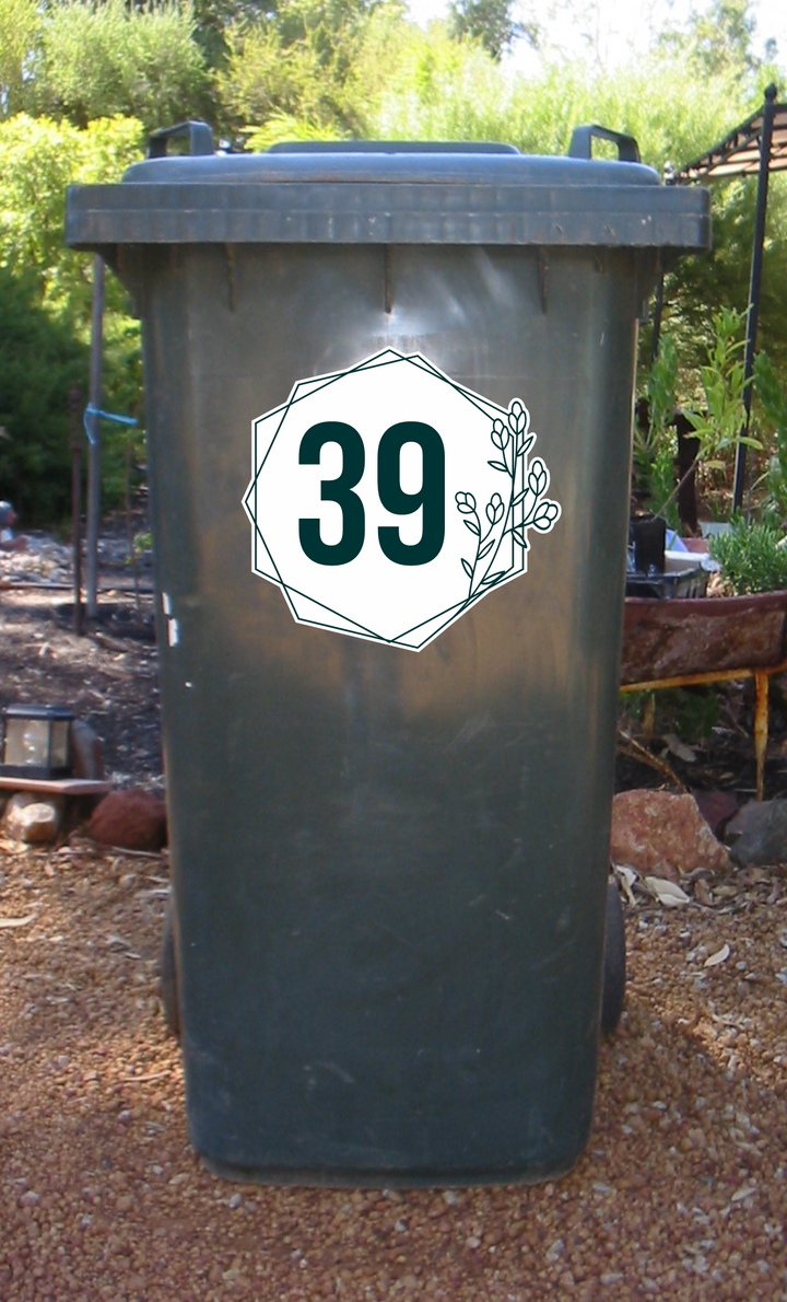 ADDRESS & HOUSE NUMBERS wheelie bin stickers Grove Wesley Design Art