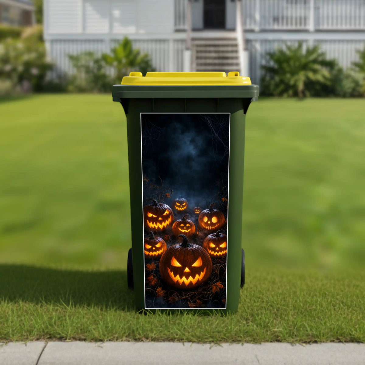Frightening Pumpkins wheelie bin sticker