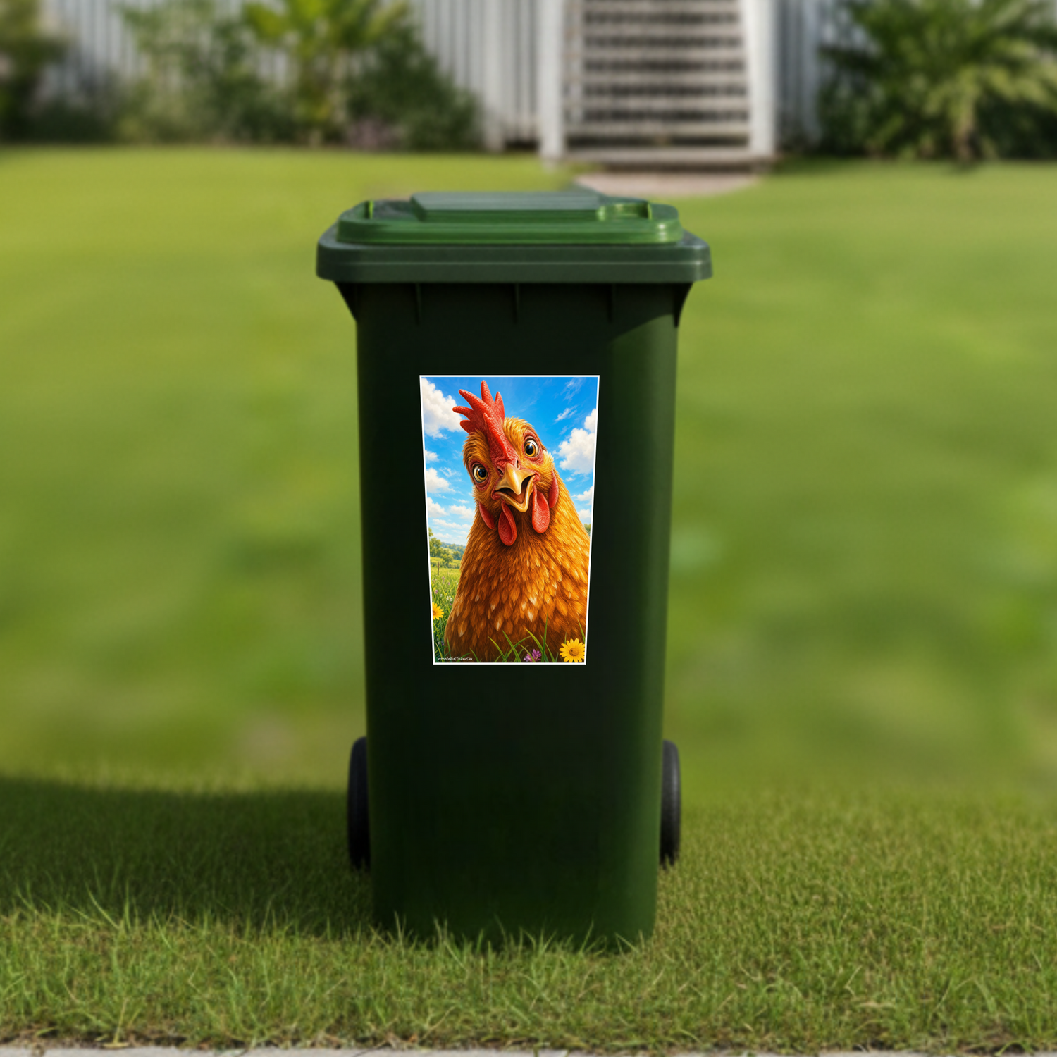 Gday chook wheelie bin sticker