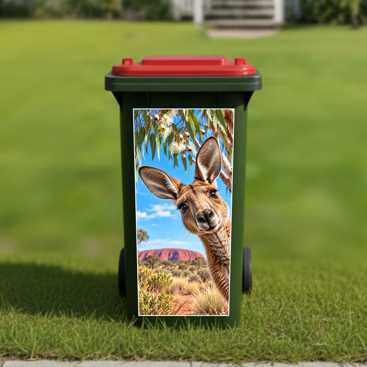 Gday kangaroo wheelie bin sticker