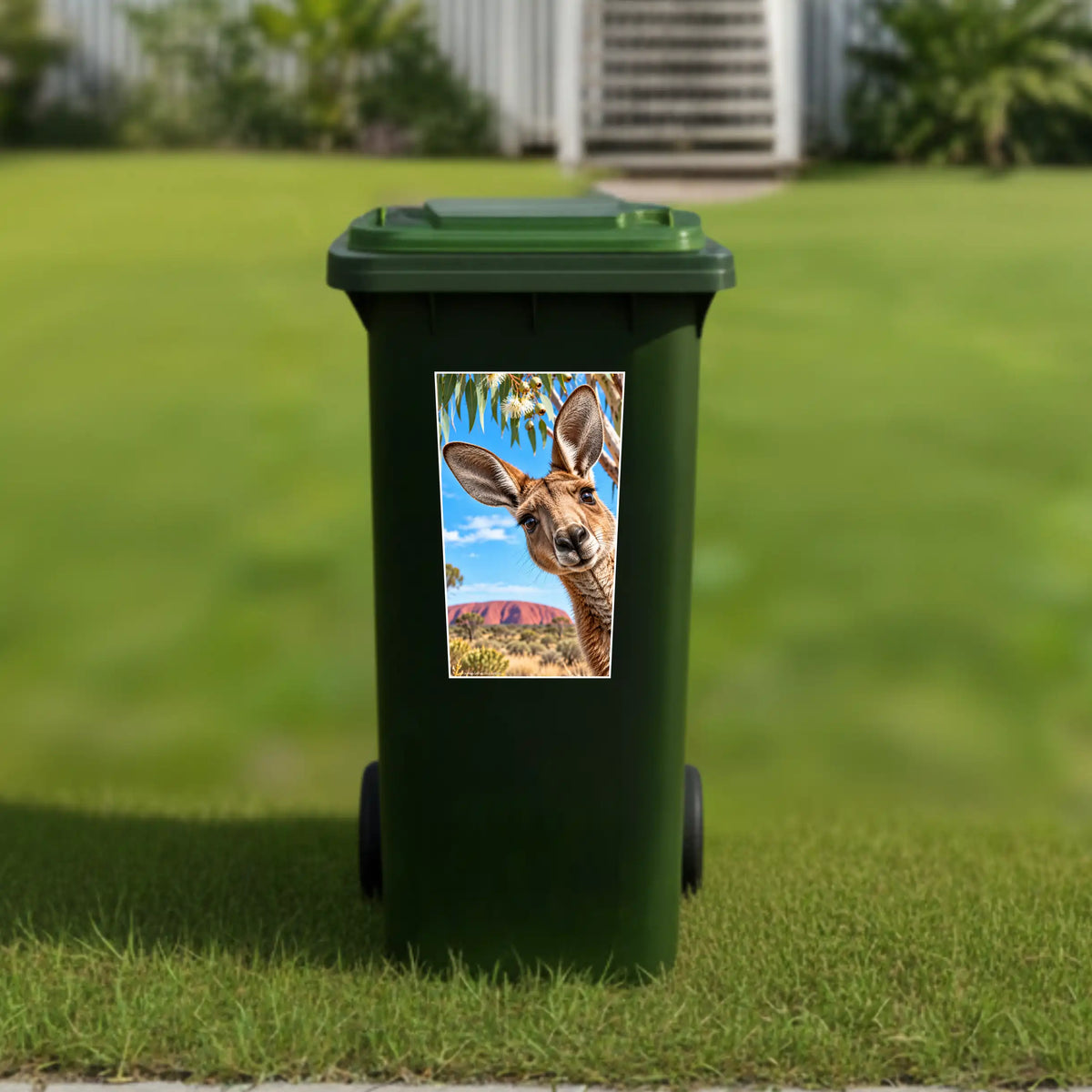 Gday kangaroo wheelie bin sticker