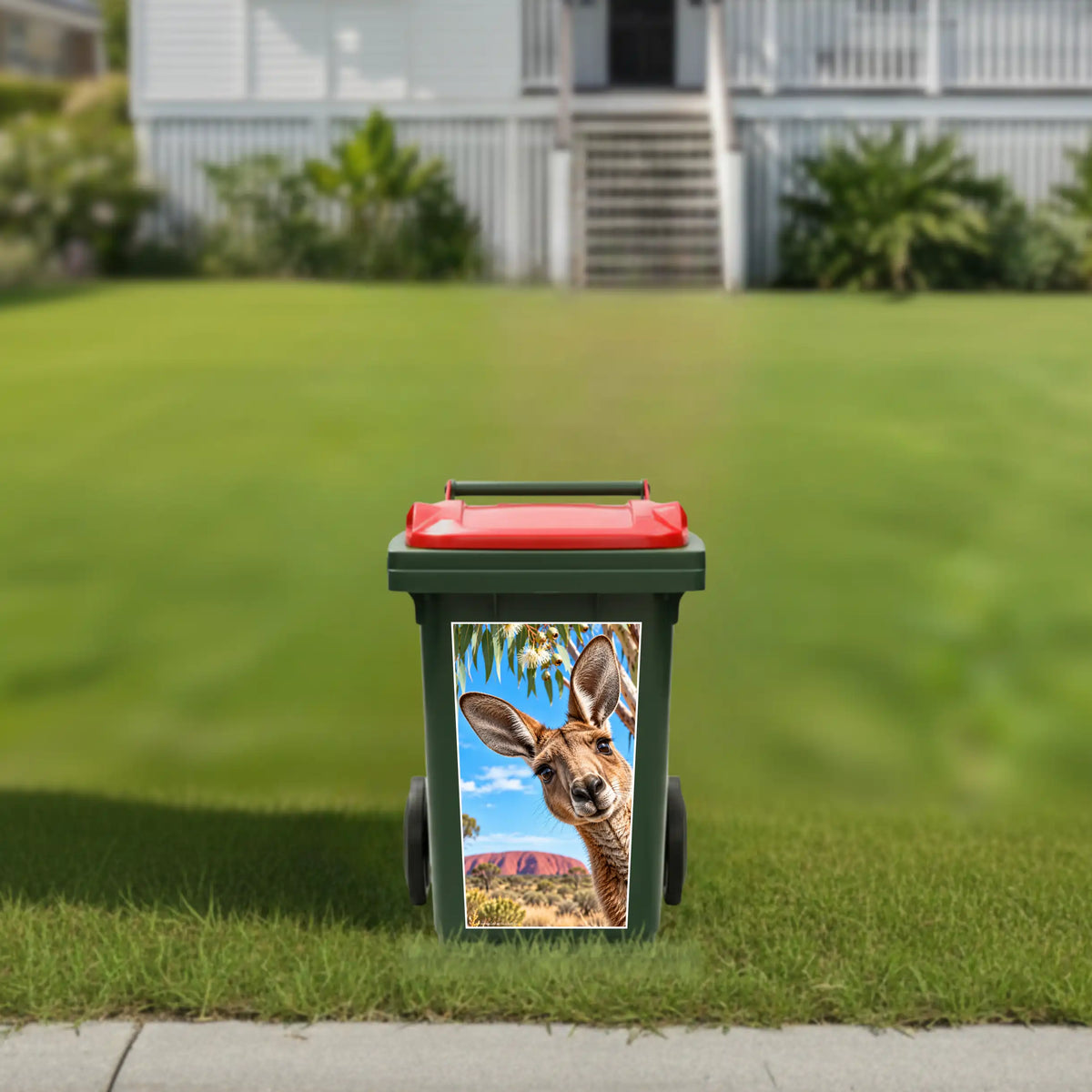 Gday kangaroo wheelie bin sticker