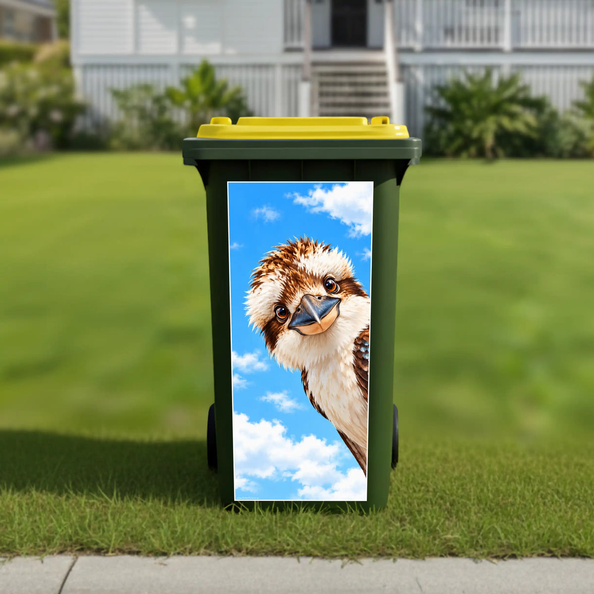 Gday kookaburra wheelie bin sticker