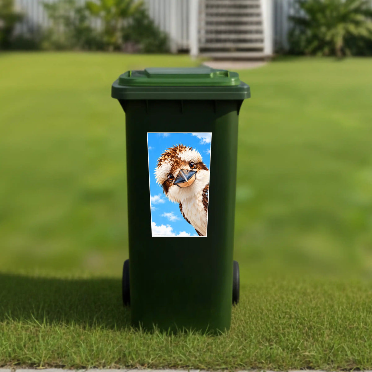 Gday kookaburra wheelie bin sticker