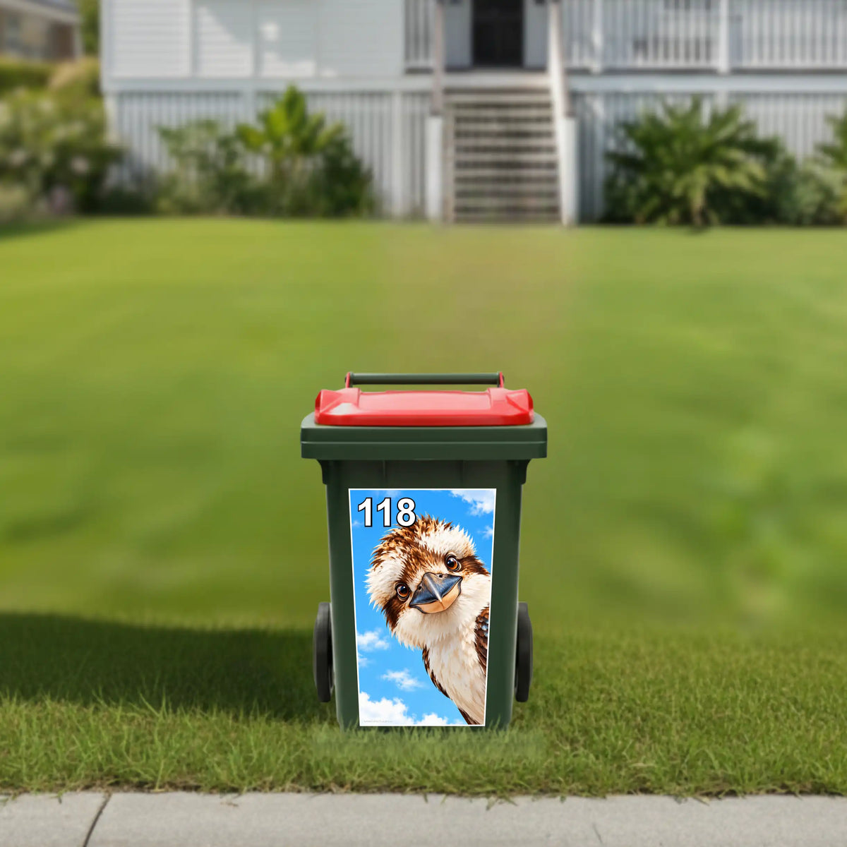 Gday kookaburra wheelie bin sticker