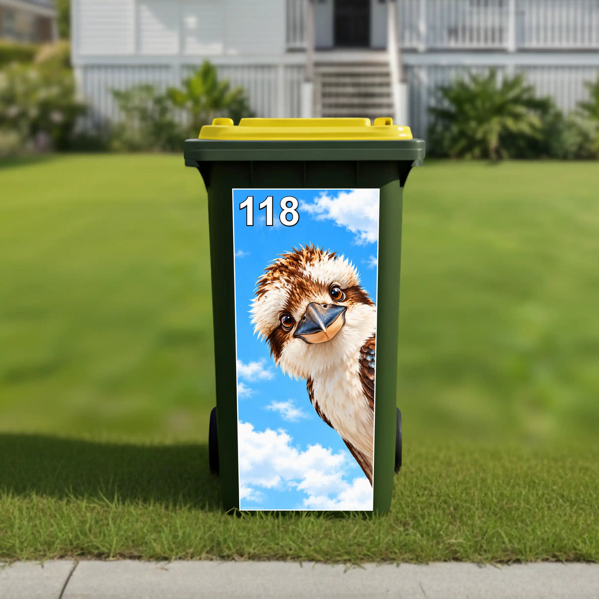 Gday kookaburra wheelie bin sticker