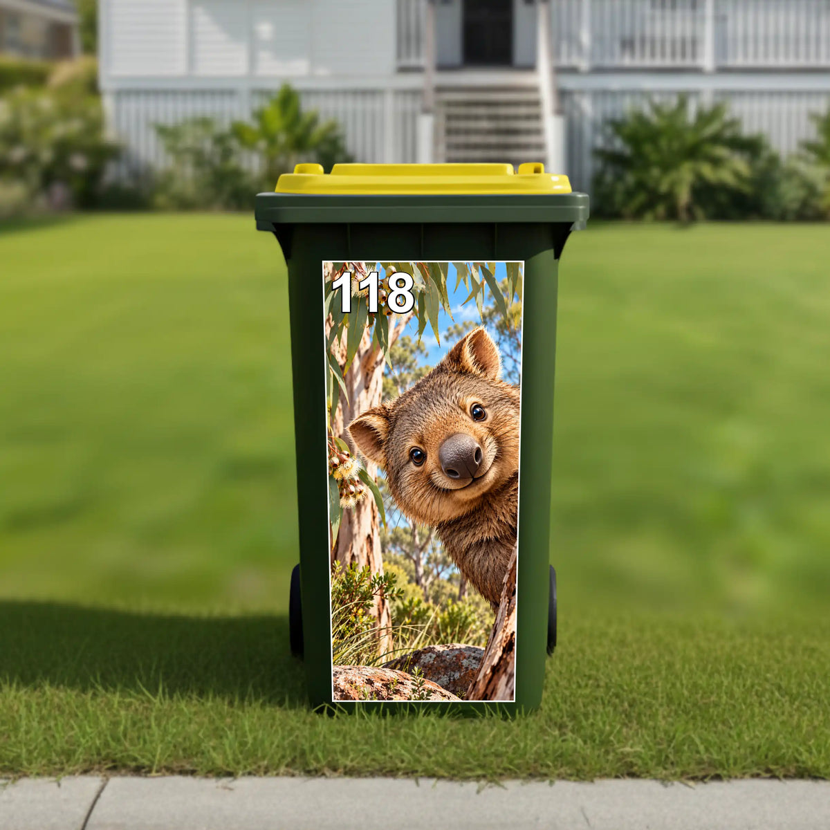 Gday wombat wheelie bin sticker
