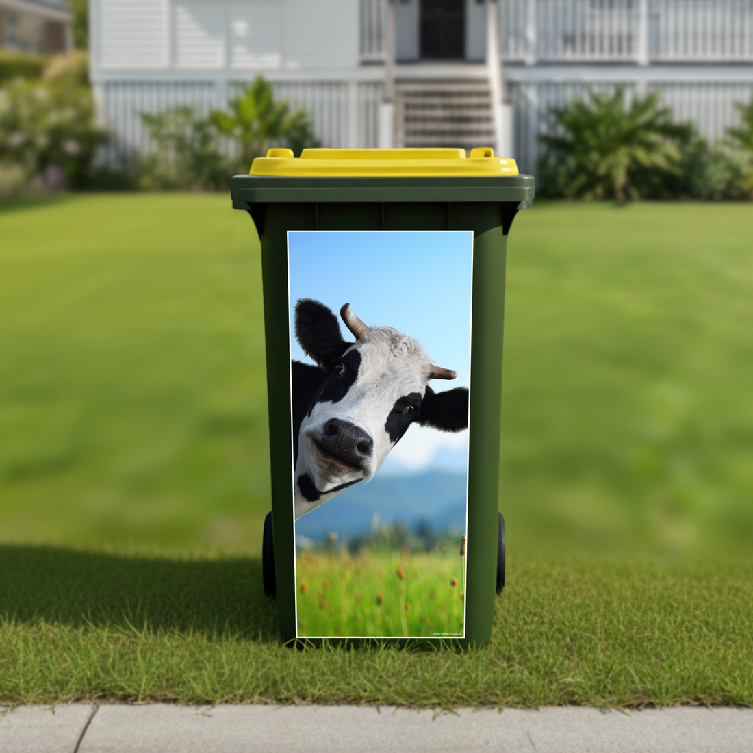 Gday cow wheelie bin sticker