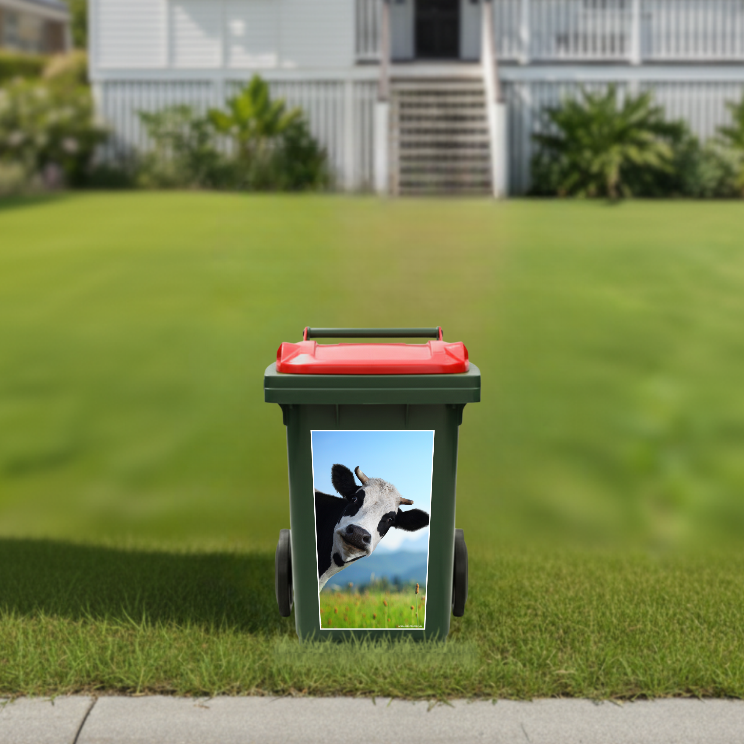 Gday cow wheelie bin sticker