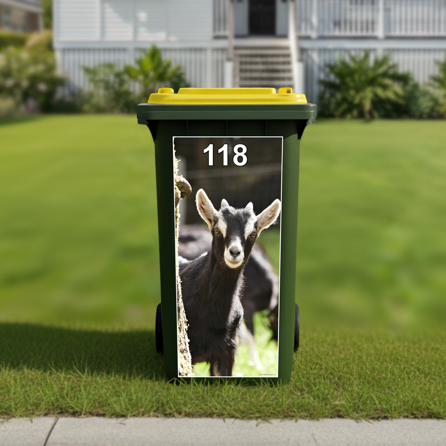 Gday goat wheelie bin sticker