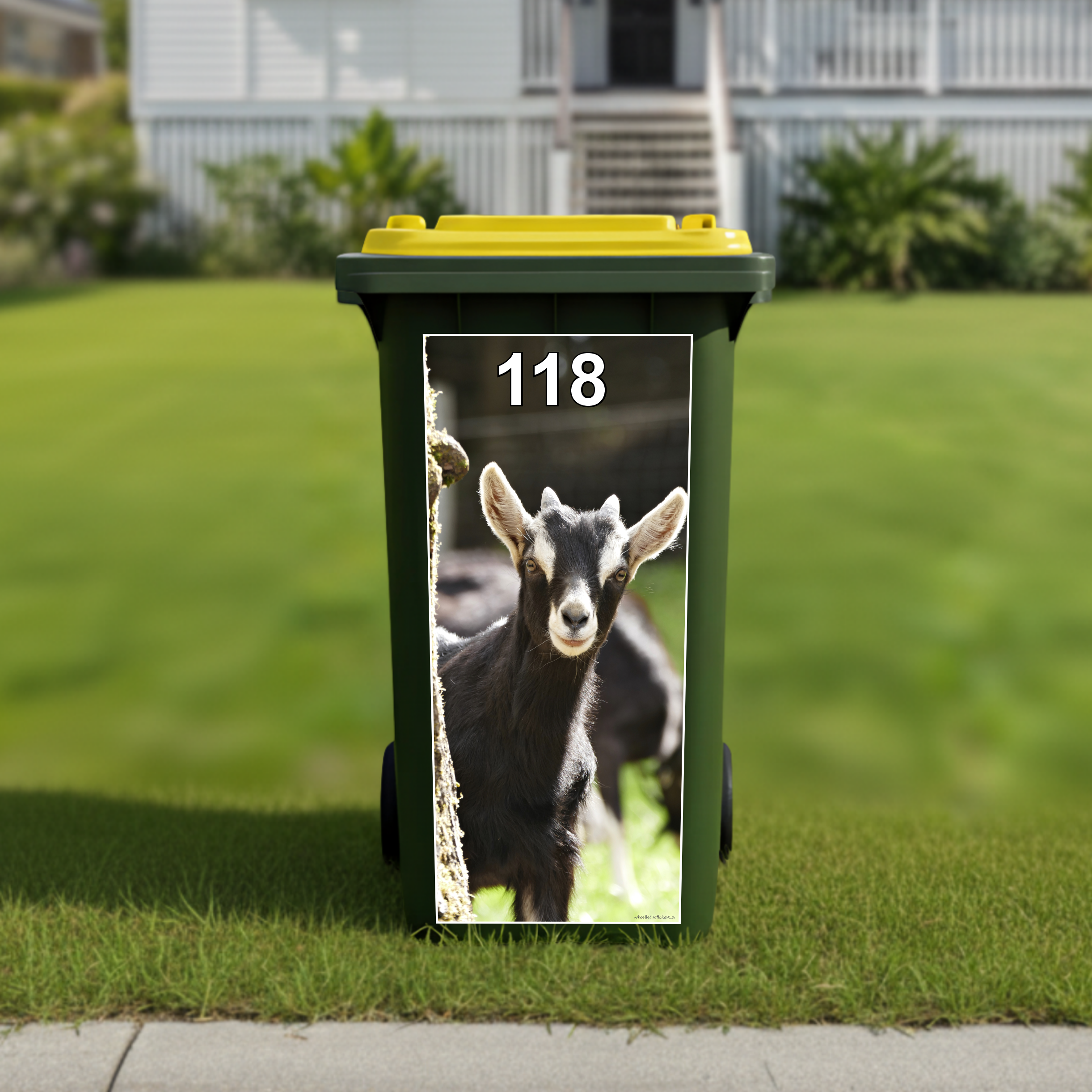 Gday goat wheelie bin sticker