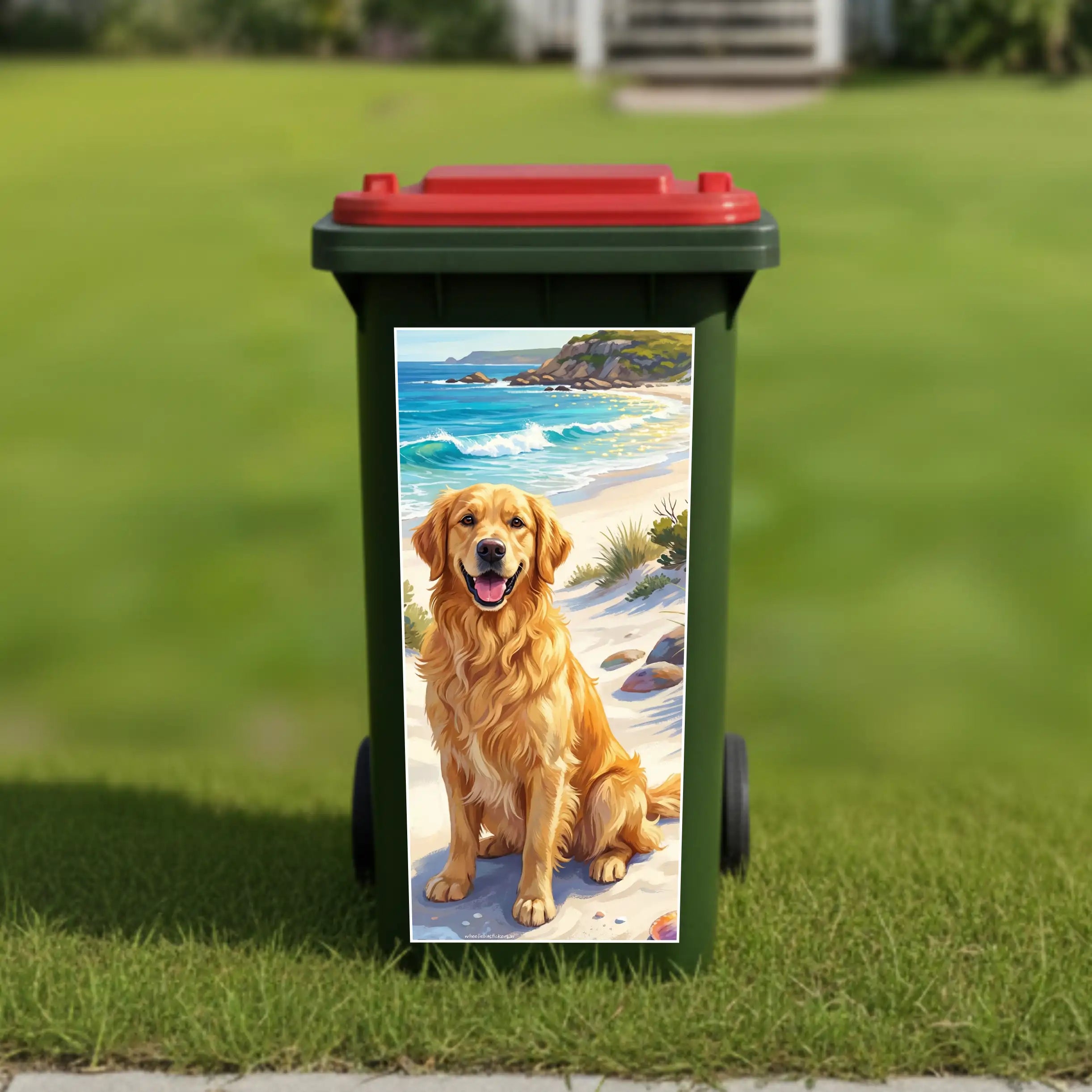 Golden retriever wheelie bin sticker
