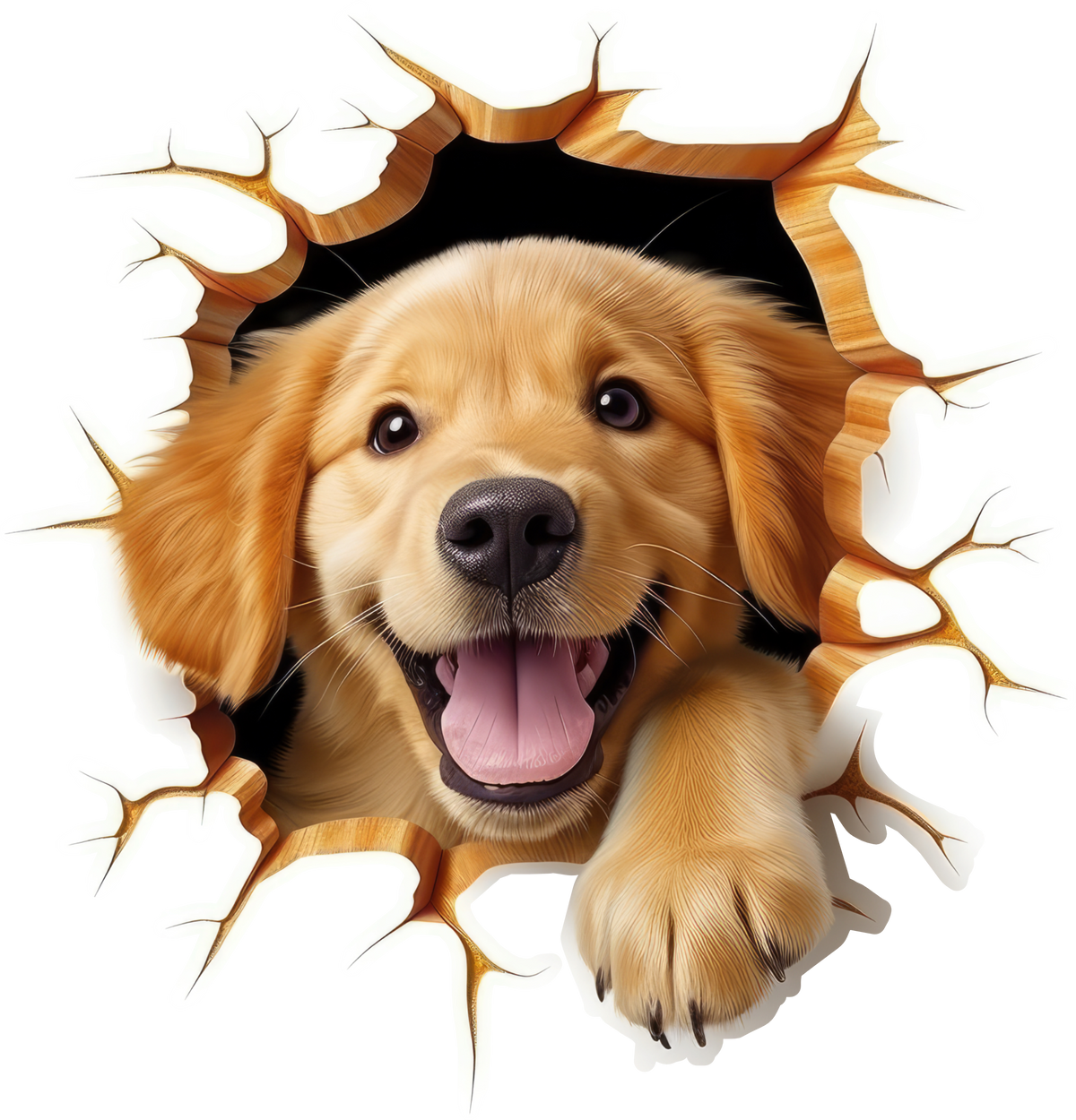 Golden retriever dog 'breakthrough' sticker