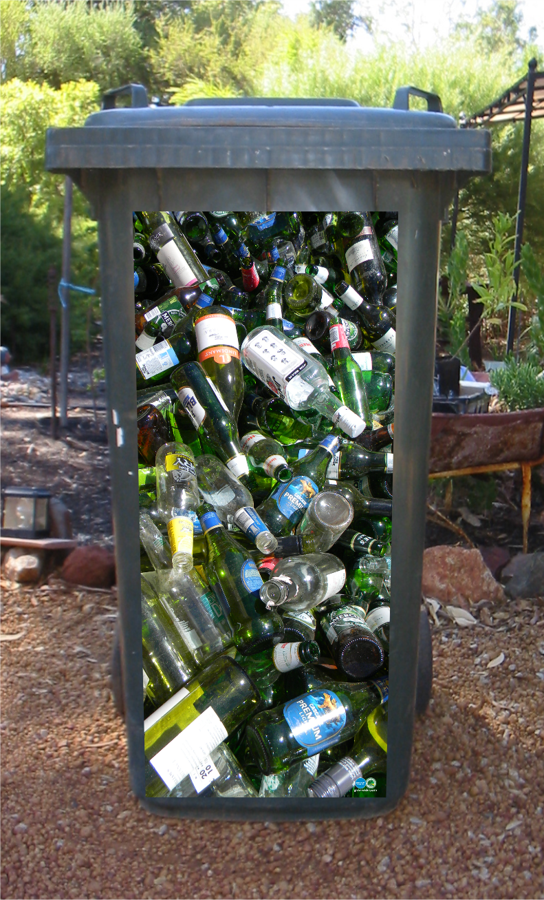 Green bottles wheelie bin sticker