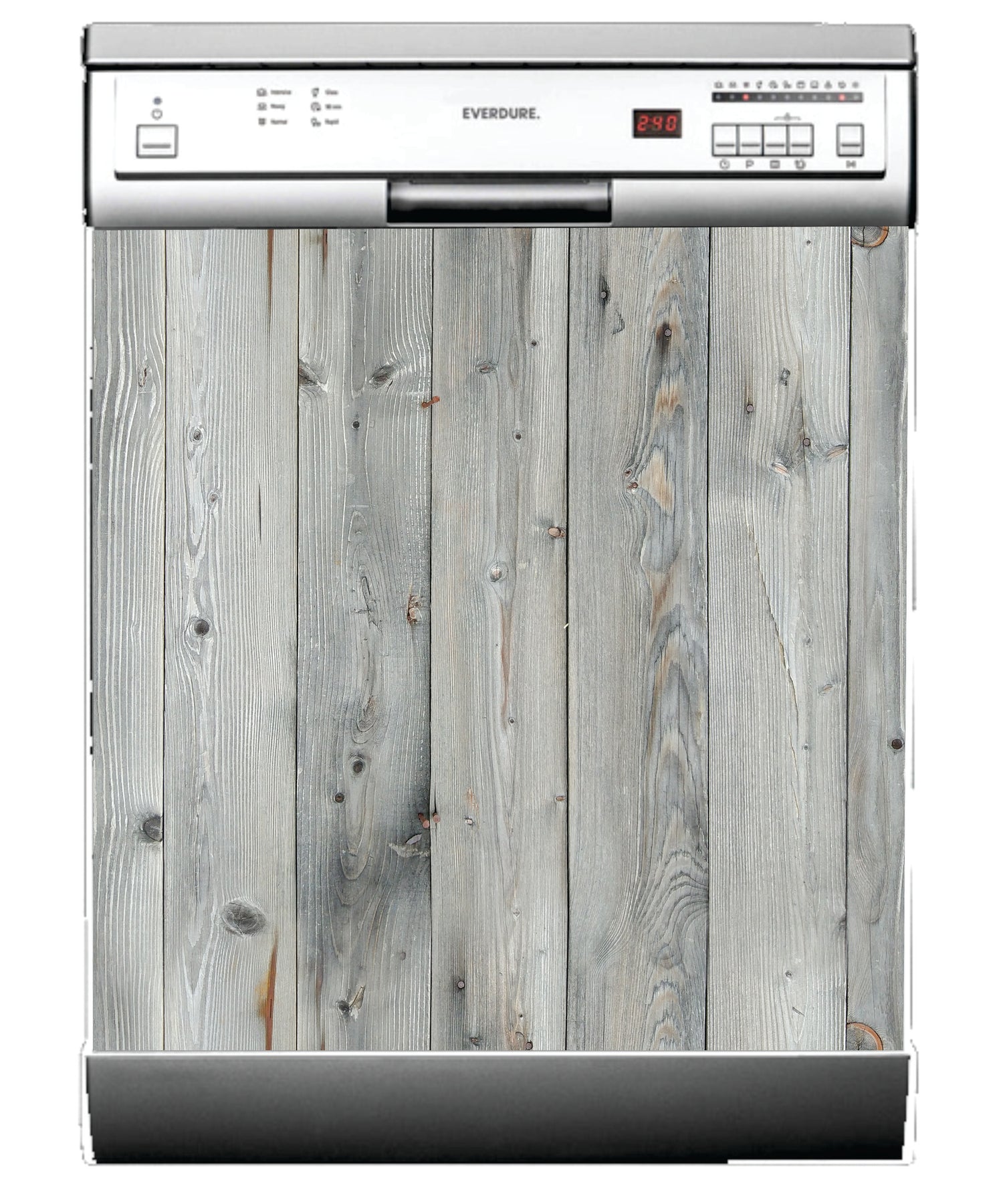 Grey timber dishwasher sticker