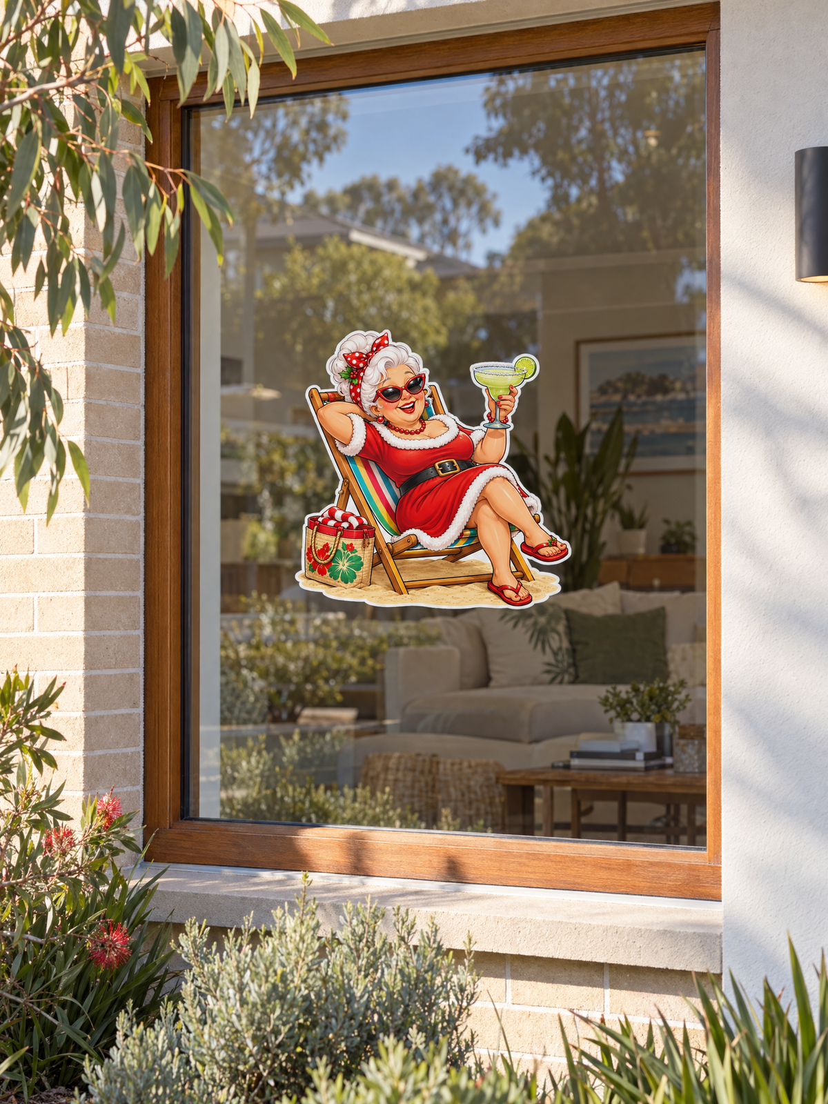 Aussie Mrs Santa with a margarita sticker