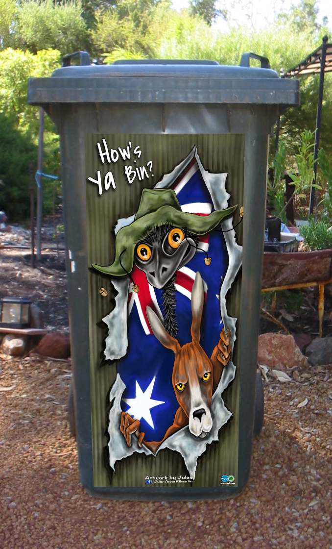 Hows ya bin wheelie bin sticker