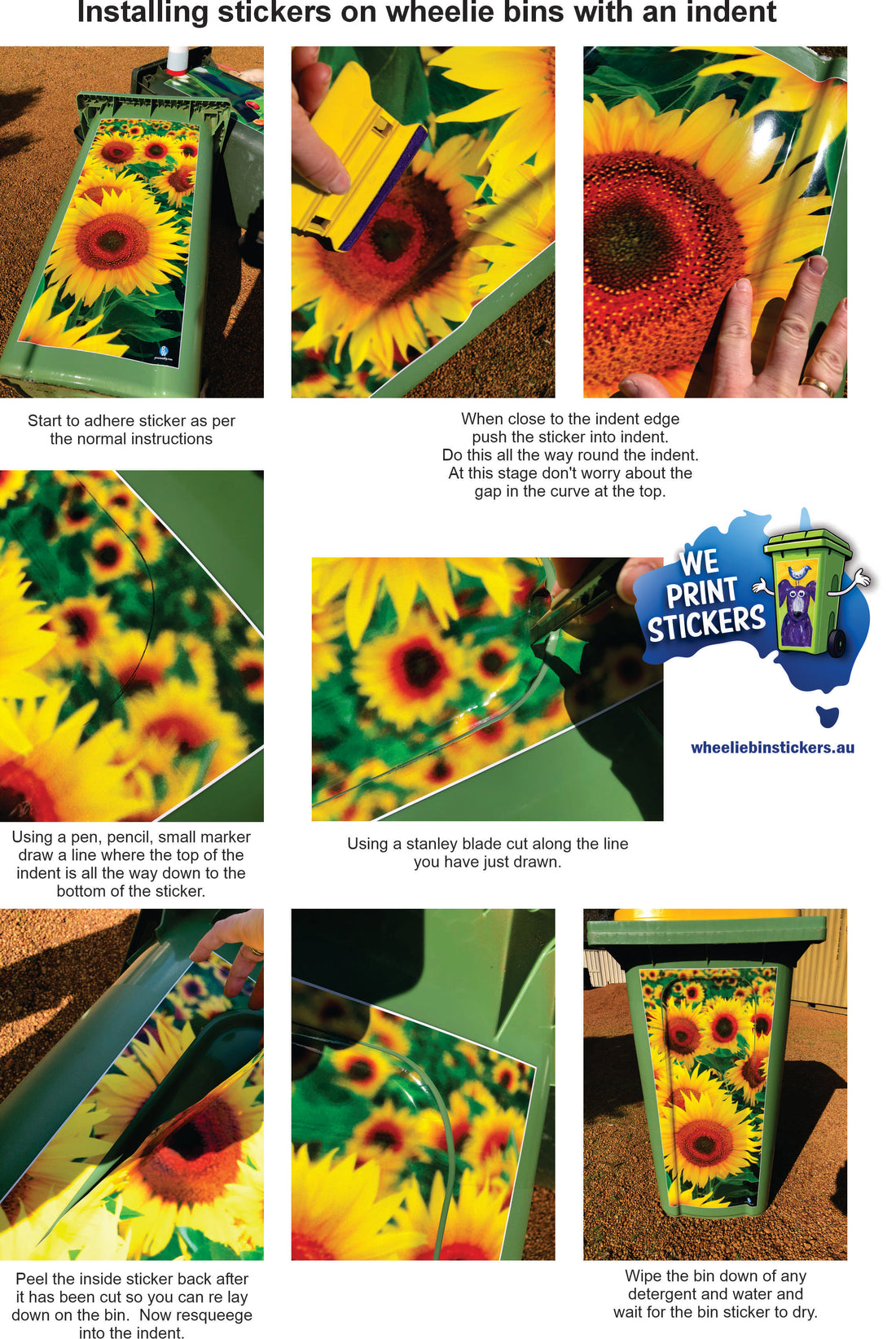 Indented wheelie bin installation instructions