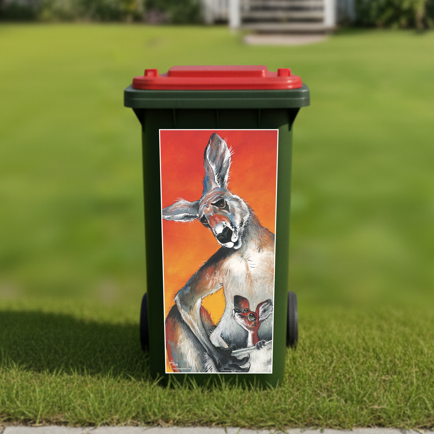 Kangaroo wheelie bin sticker