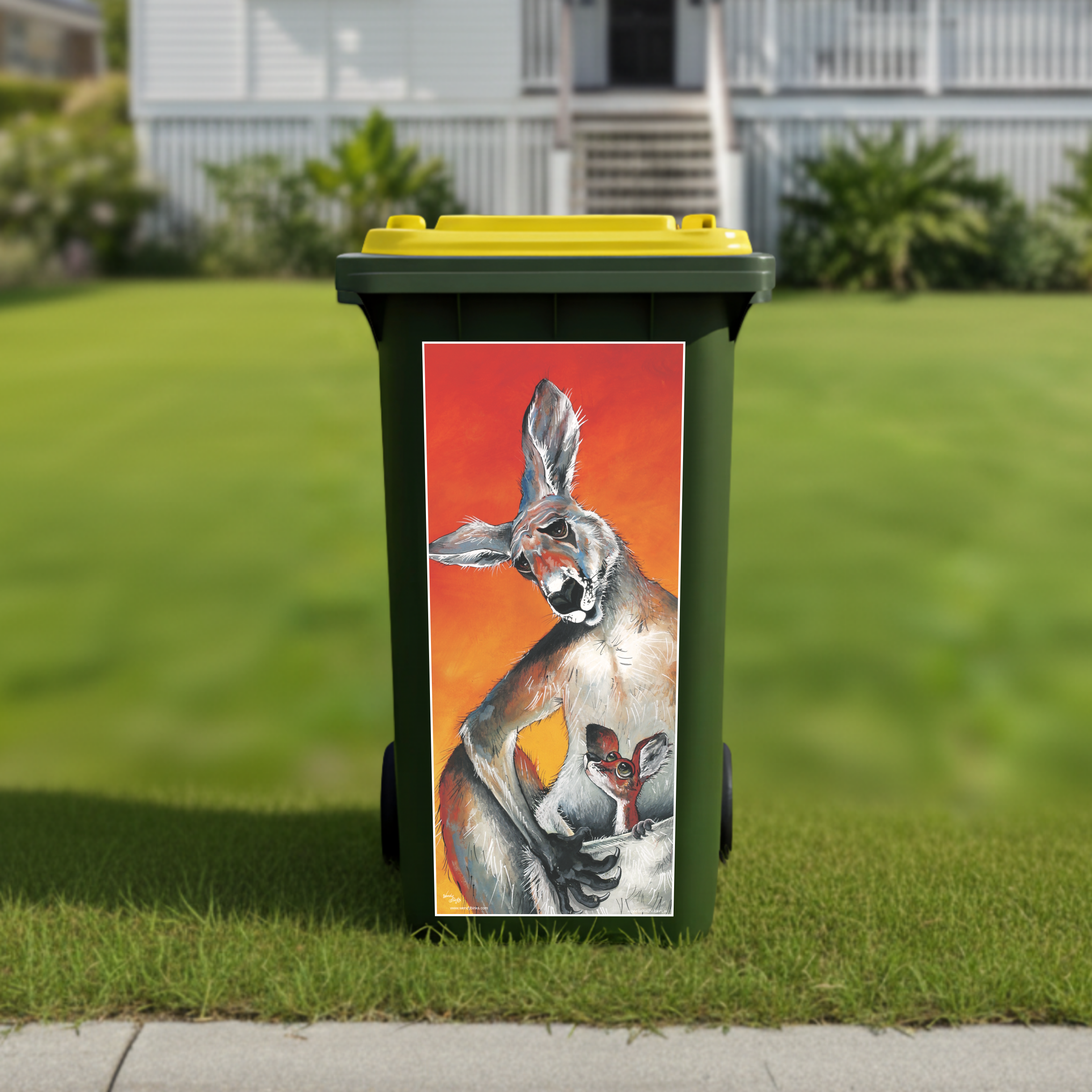 Kangaroo wheelie bin sticker