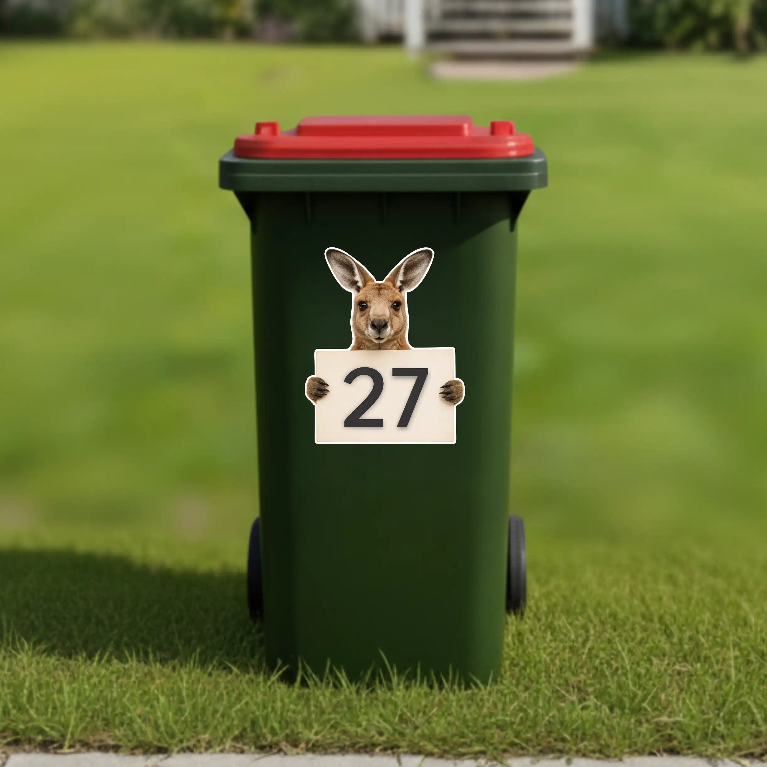Kangaroo house number wheelie bin sticker