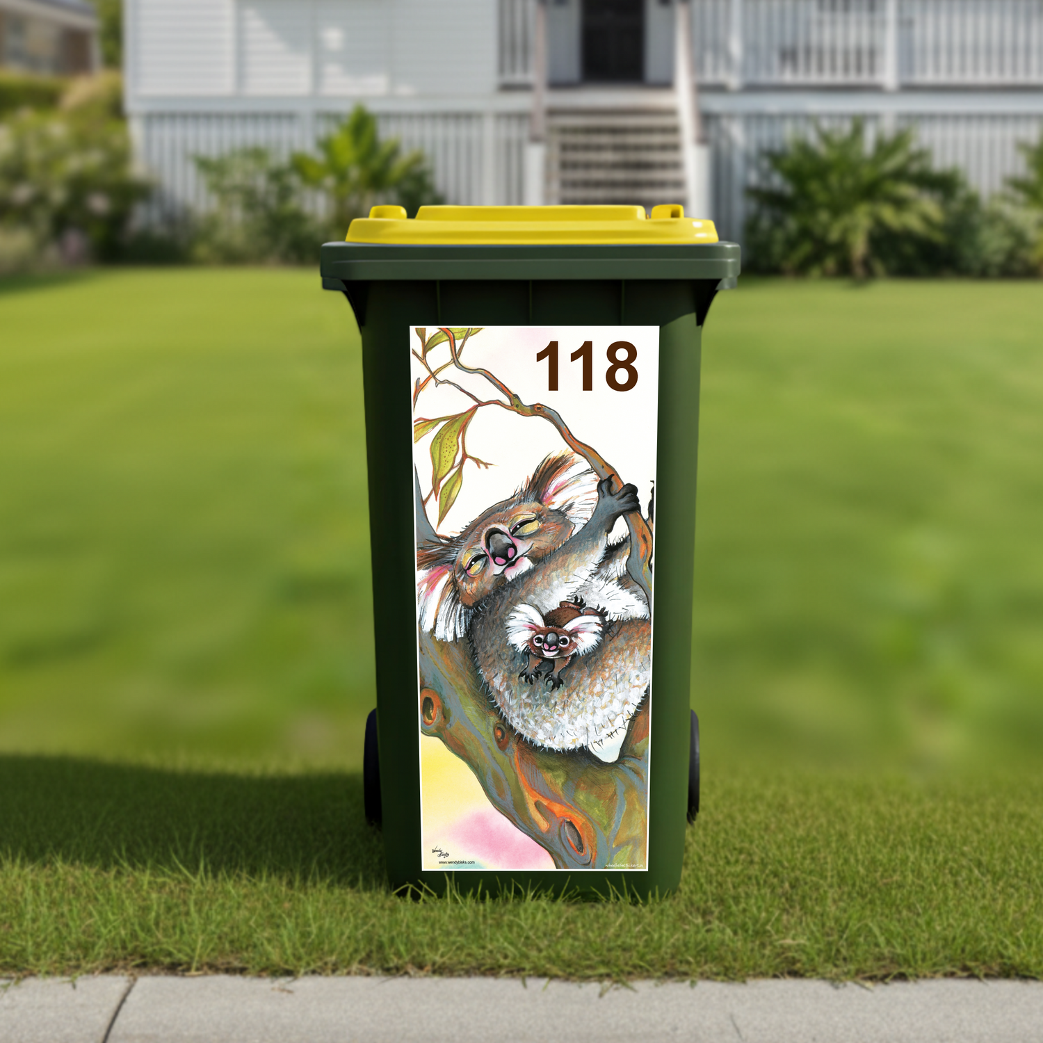 Koala wheelie bin sticker