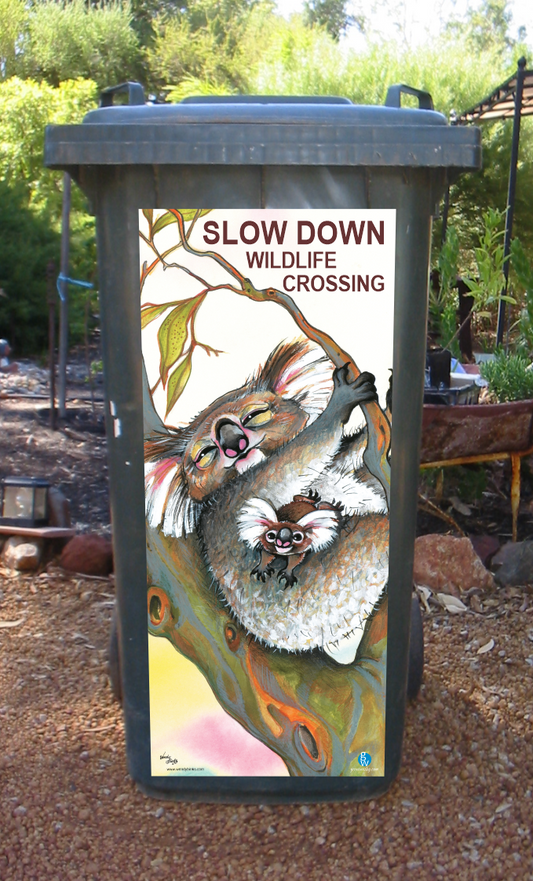 Koalas slow down wheelie bin sticker