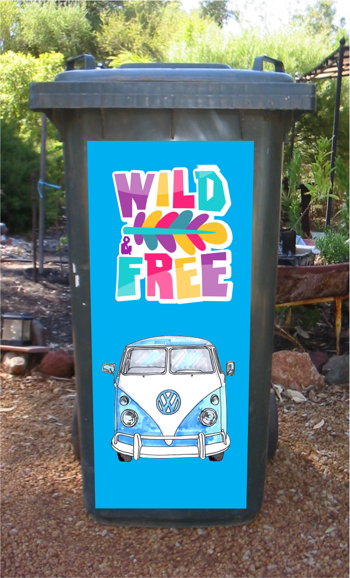 Kombi wild and free wheelie bin sticker – Grove Wesley Design Art