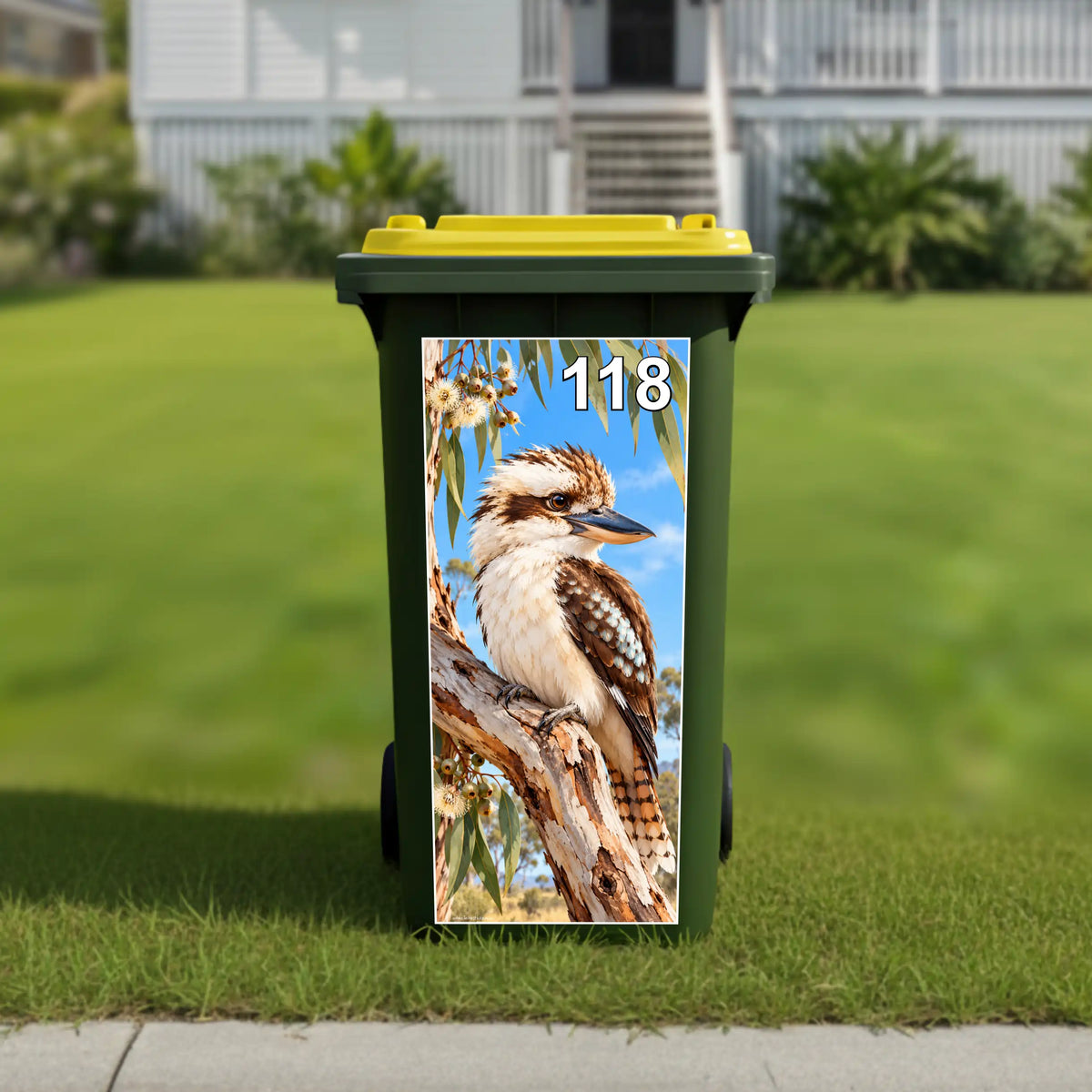 Kookaburra wheelie bin sticker