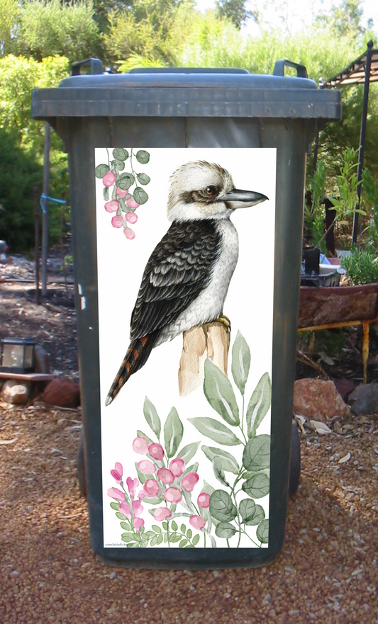 Kookaburra in trees wheelie bin sticker