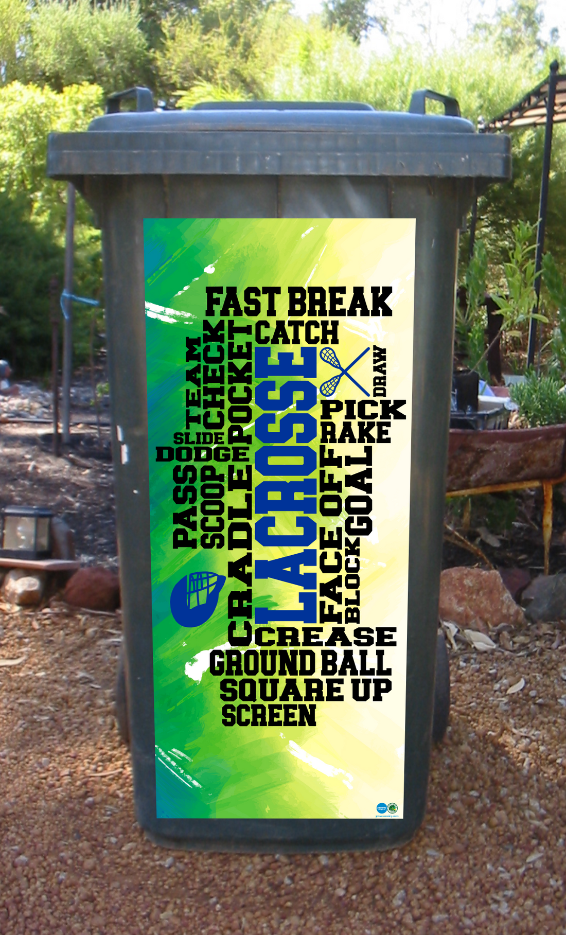 Lacrosse puzzle wheelie bin sticker
